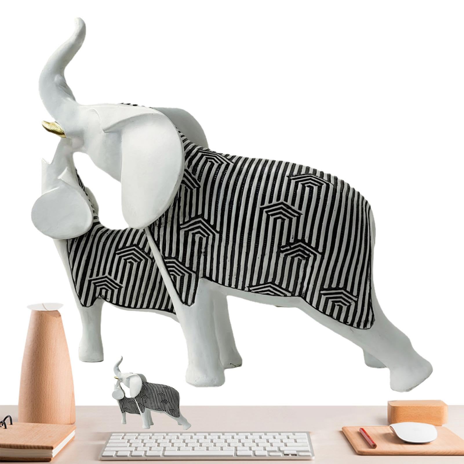 Amazon.co.jp: 象の像、象の置物, ゾウの置物母と子の象の樹脂像, 幸運
