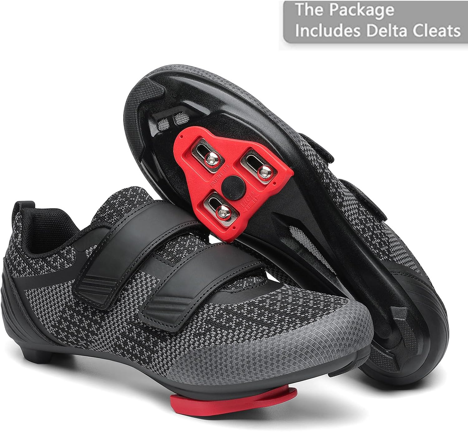 Unisex Road Bike Cycling Shoes Compatible with Peloton Shimano SPD Bike Riding Shoes for Men Women, 3 Straps, Pre-Installed Delta Cleats for Indoor Outdoor Cycling Biking