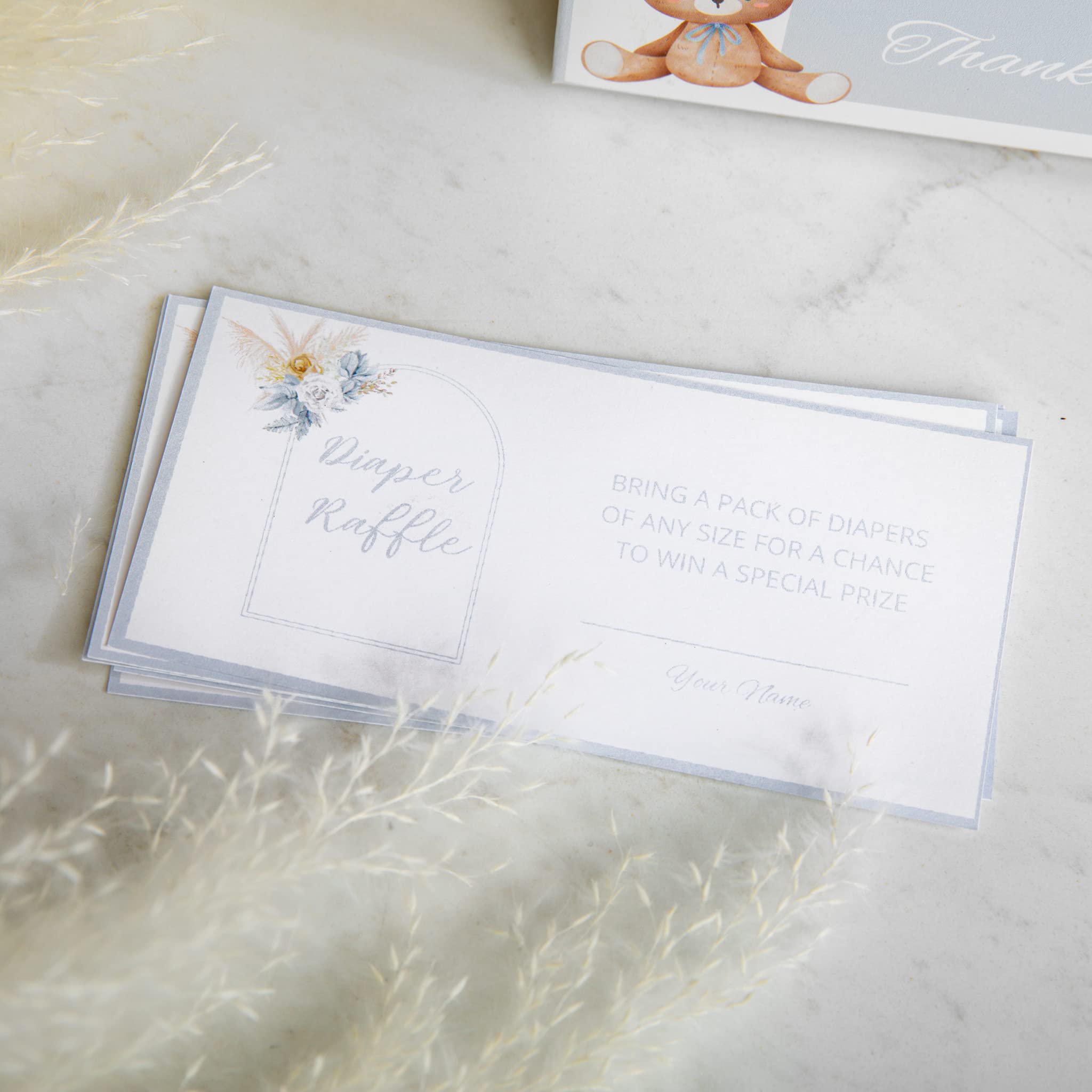 Juego de 50 tarjetas de lotería para baby shower con caja de lotería para pañales usadas para juegos de fiesta de bebé o decoraciones de moda para baby shower