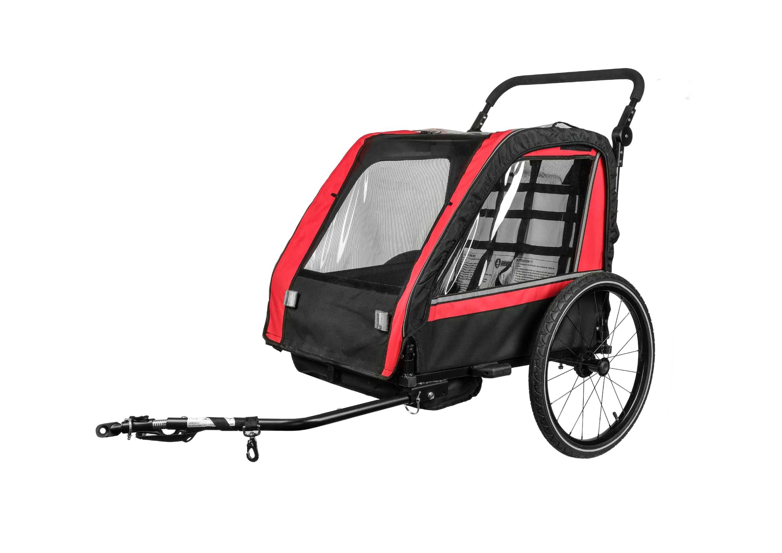 Remolque de bicicleta infantil para 1-2 niños, remolque de bicicleta 2 en 1 y cochecito de bebé de hasta 36 kg, remolque de bicicleta infantil con ruedas de liberación rápida, sistema de aparcamiento