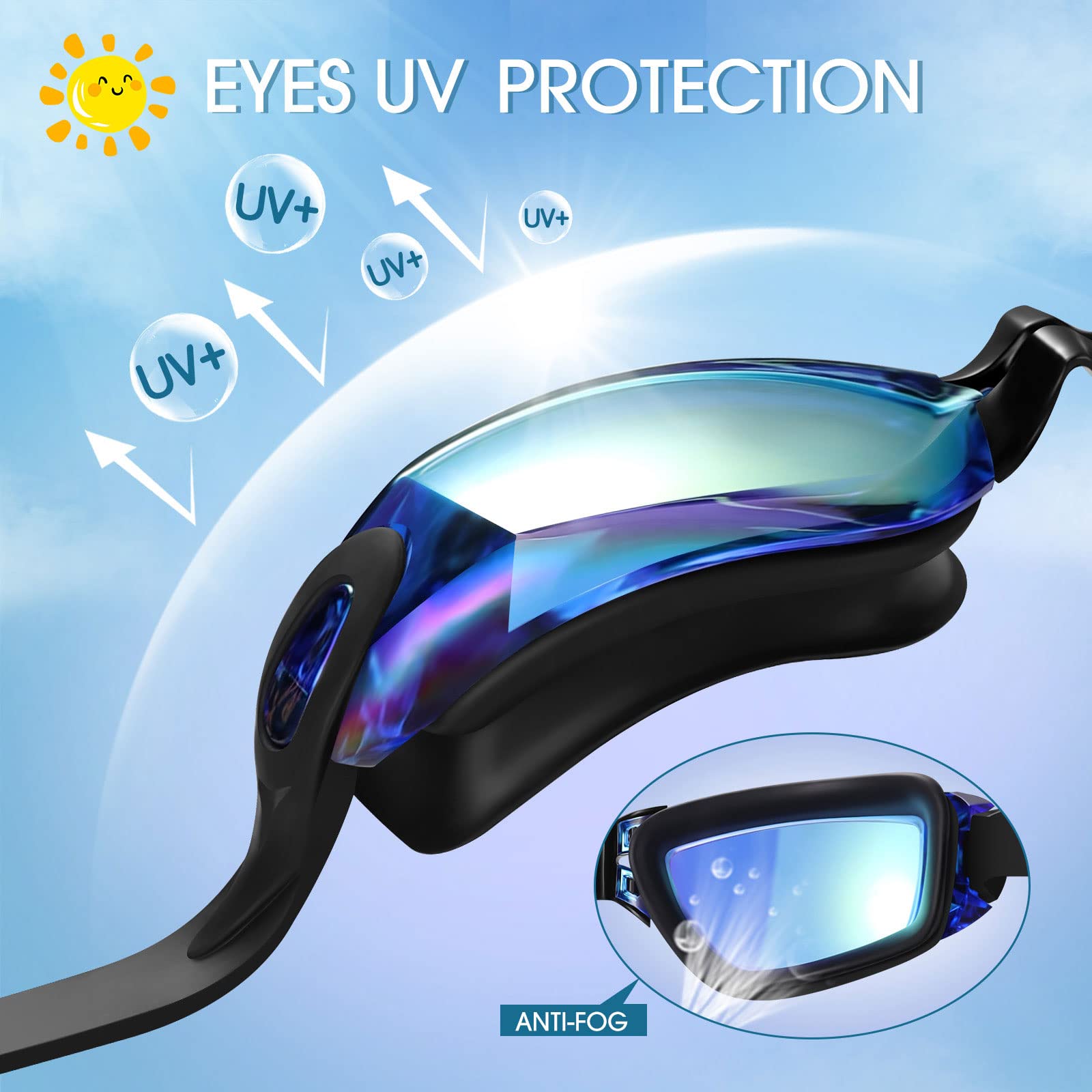 Vatefery Kids Swimming Goggles 2-Pack Swimming goggles kids 6-14,UV Protection,Anti-Fog,No Leaking kids goggles for Children Boys - Image 3