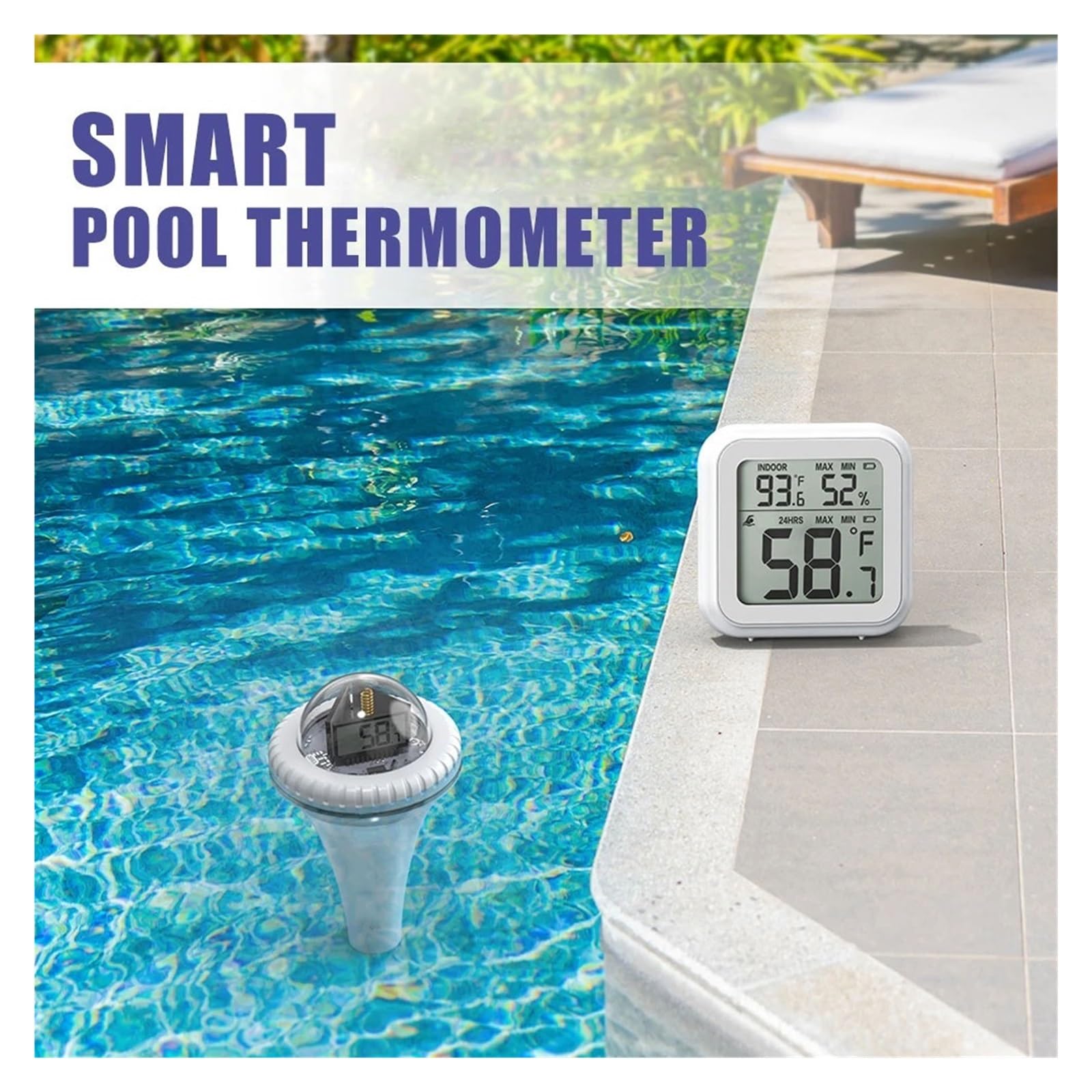 Termometro per piscina, Termometro wireless LED Display digitale Kit termometro elettronico Sensore di temperatura impermeabile