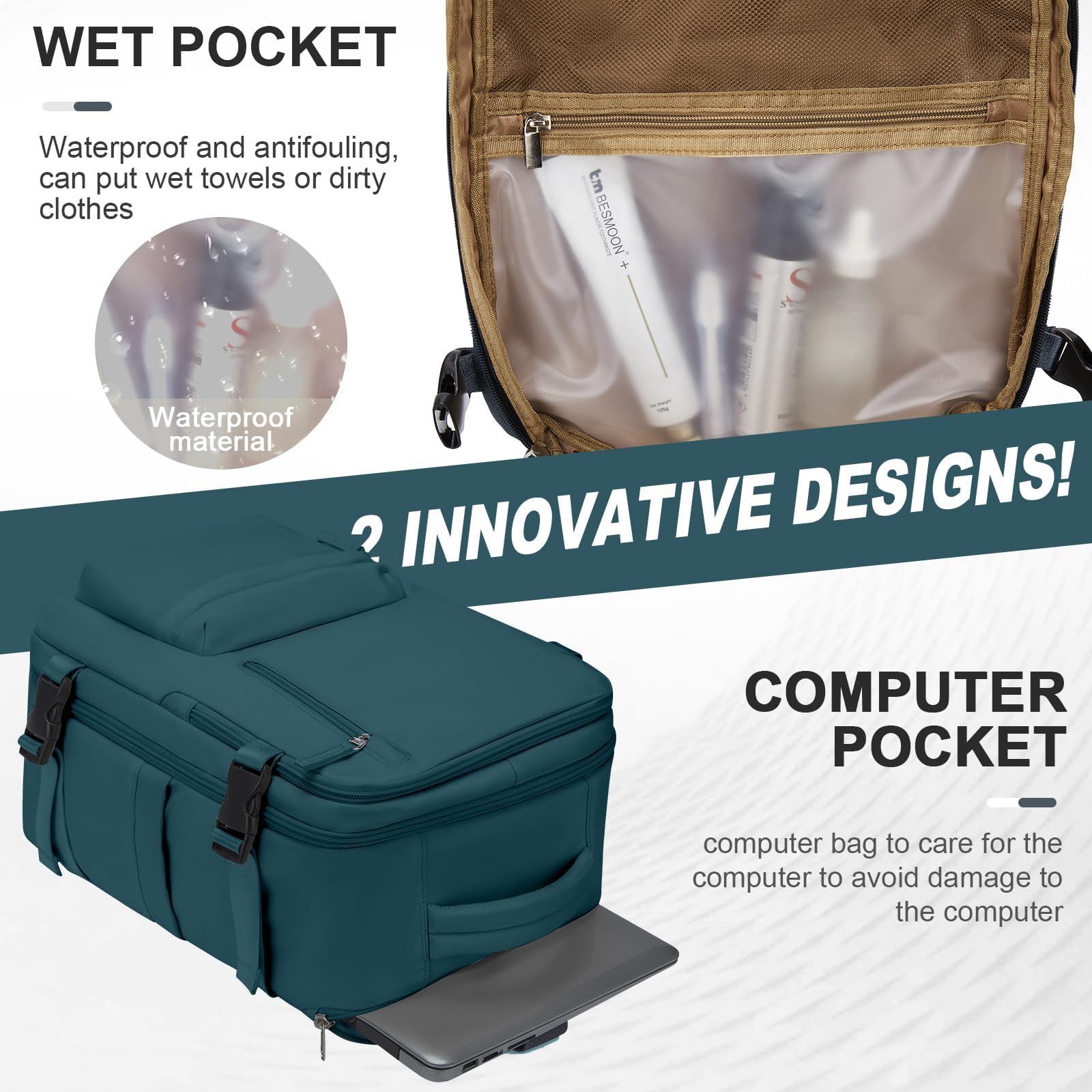 Zaino da Viaggio per Ryanair 40x20x25 Bagaglio a Mano Zaino Borse da Cabina per Ryanair Il Sedile Zaino Aereo Bagaglio a Mano Donna Borsa Cabina Viaggio Zaino Travel Viaggio Casual Daypack,Blu Pavone