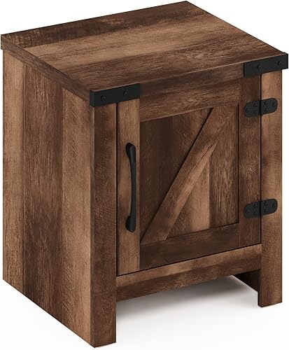 Miniatura 75 de Furinno - Colección Dario - Mesa auxiliar / mesita de arrime / mesita de noche / mesita de luz con cajón, paquete de 1, color expreso/marrón