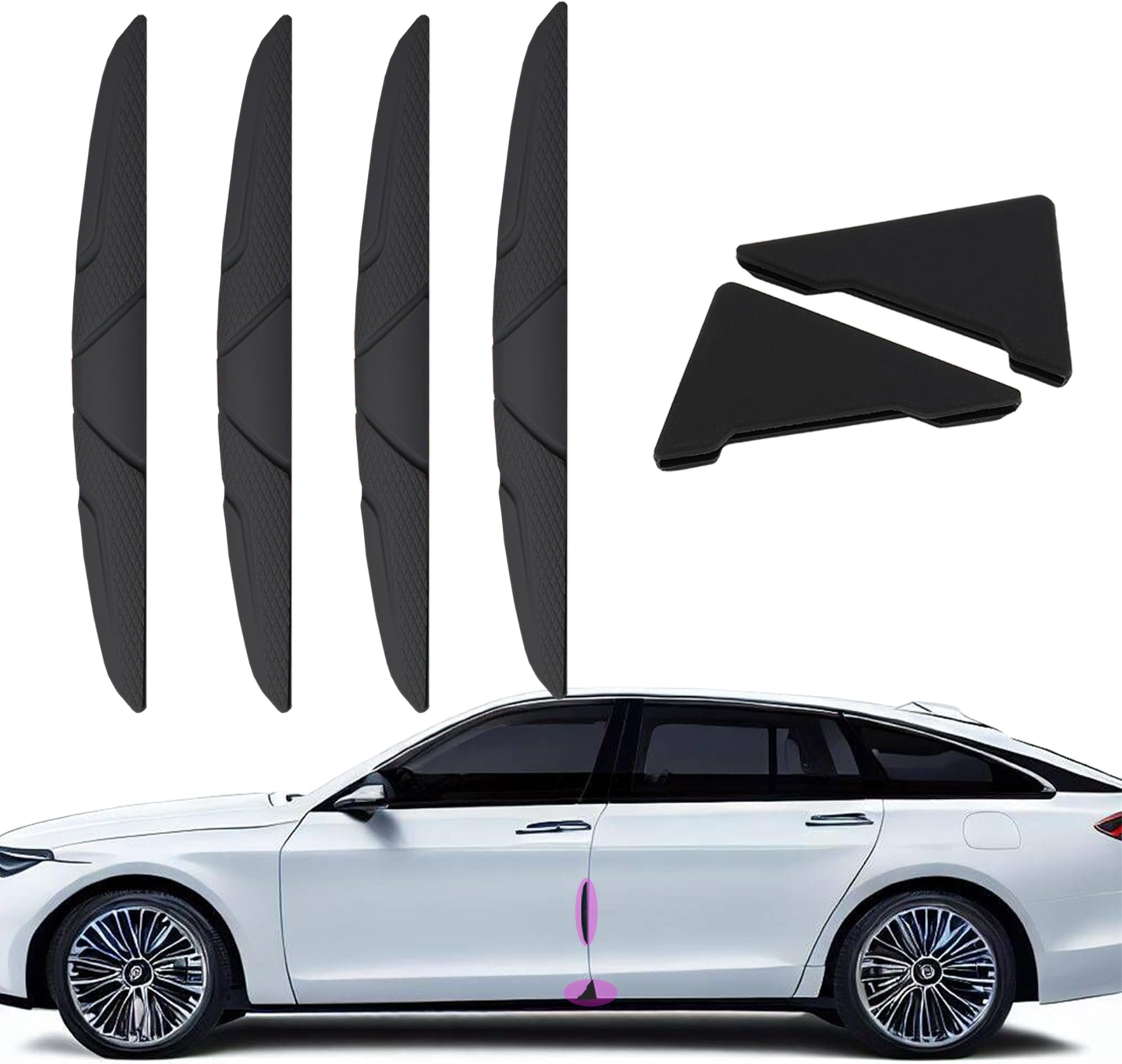 – Black Car Door Edge Guards & Corner Guards Combo – 4-Piece Edge Bumpers & 4-Pack Corner Protectors, Easy to Install with Strong Adhesive Backing, Protects Car Doors from Impacts & Scratches