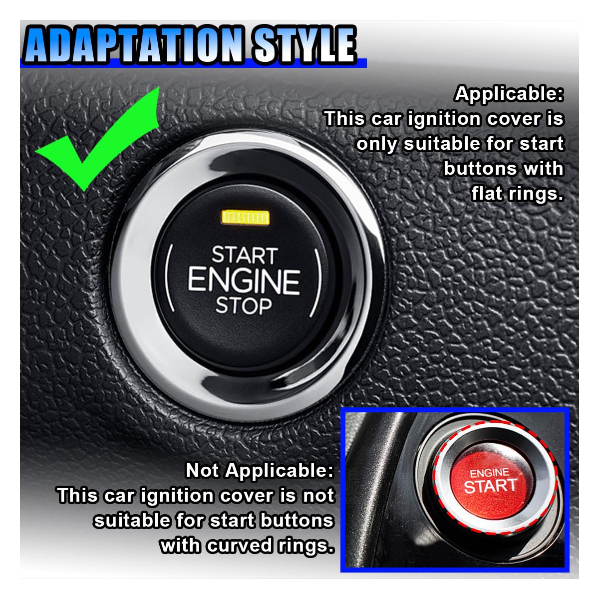 Bling Car Push to Button Cover Rhinestone Ignition Button Protective Cap Diamond Engine Start Button Stickers Universal Car — view 5