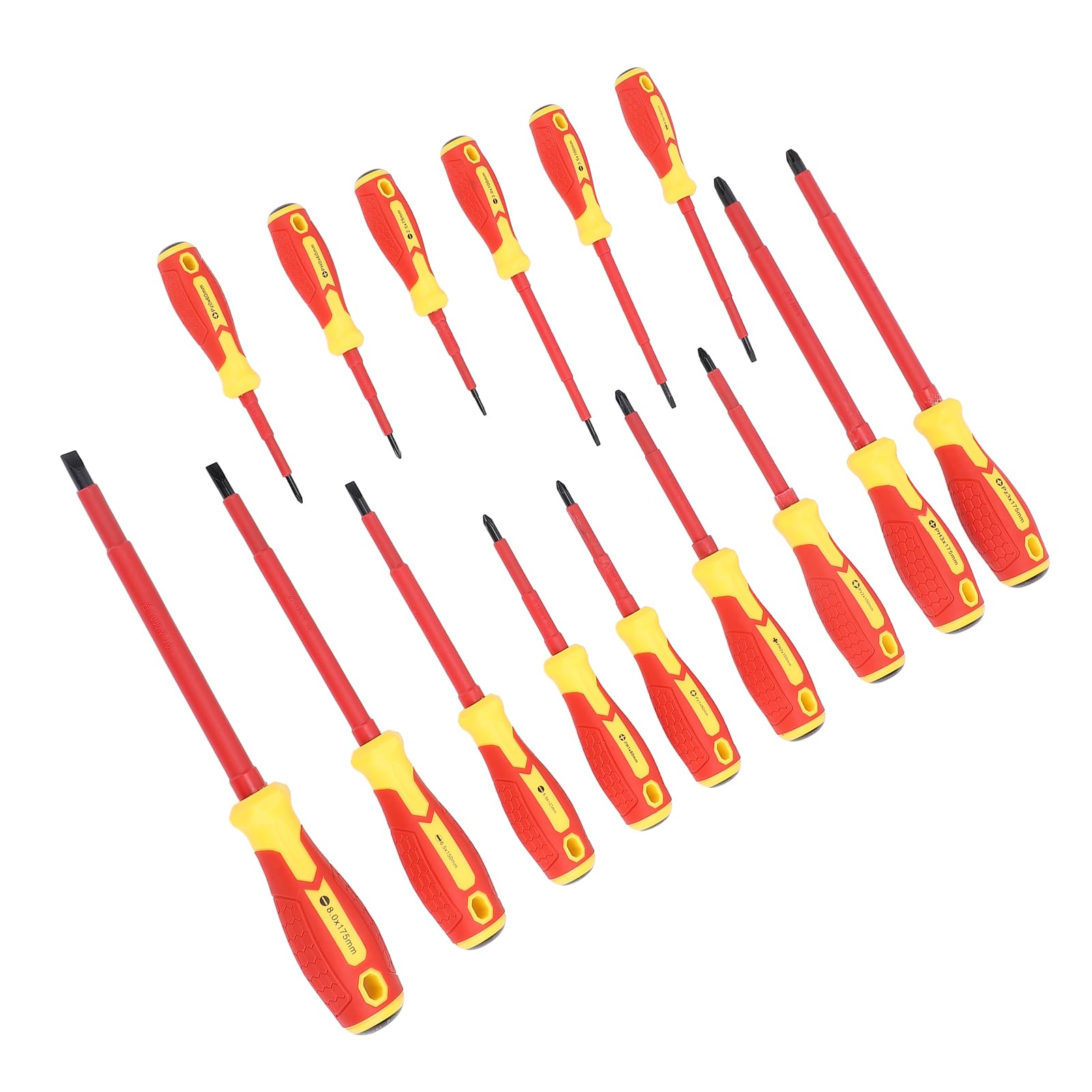Juego de 15 destornilladores aislados para electricistas de 1000 V, juego profesional de destornilladores eléctricos con hojas de cromo-vanadio y mango ergonómico acolchado, ideal