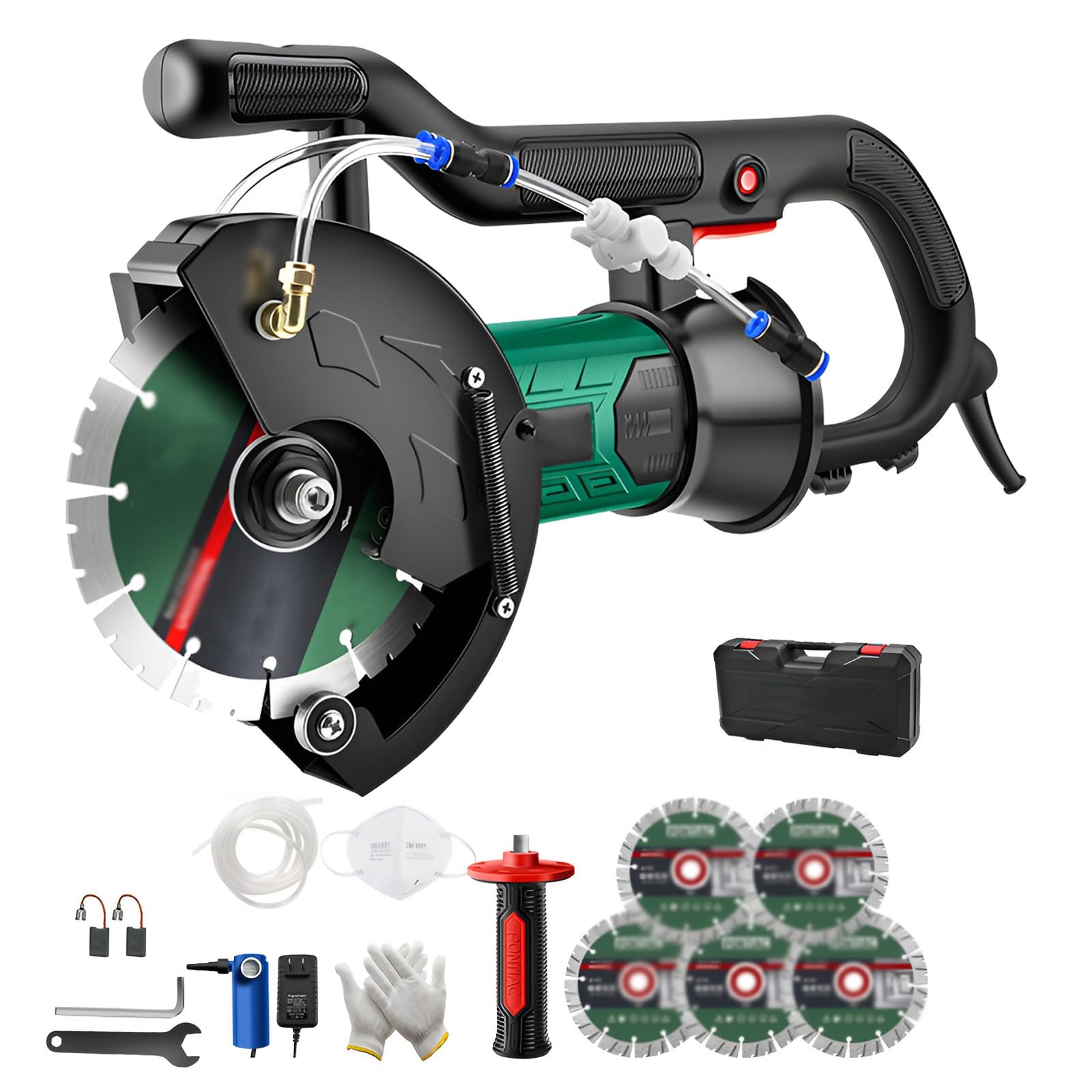 Rozadora De Paredes Eléctrica 2400w, Máquina Ranuradora De Hormigón Con 5 Cuchillas, Profundidad De Corte De 53 Mm, 7800r/min Para Mármol, Paredes Reforzadas Y Ranuras