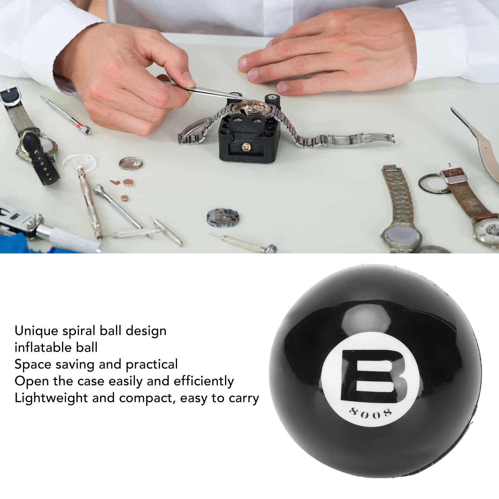 Rubberen Schroefbal Horlogekast Opener Tool voor Horlogemaker, Handig en Duurzaam, Lichtgewicht en Compact (Zwarte high-end bal geopend