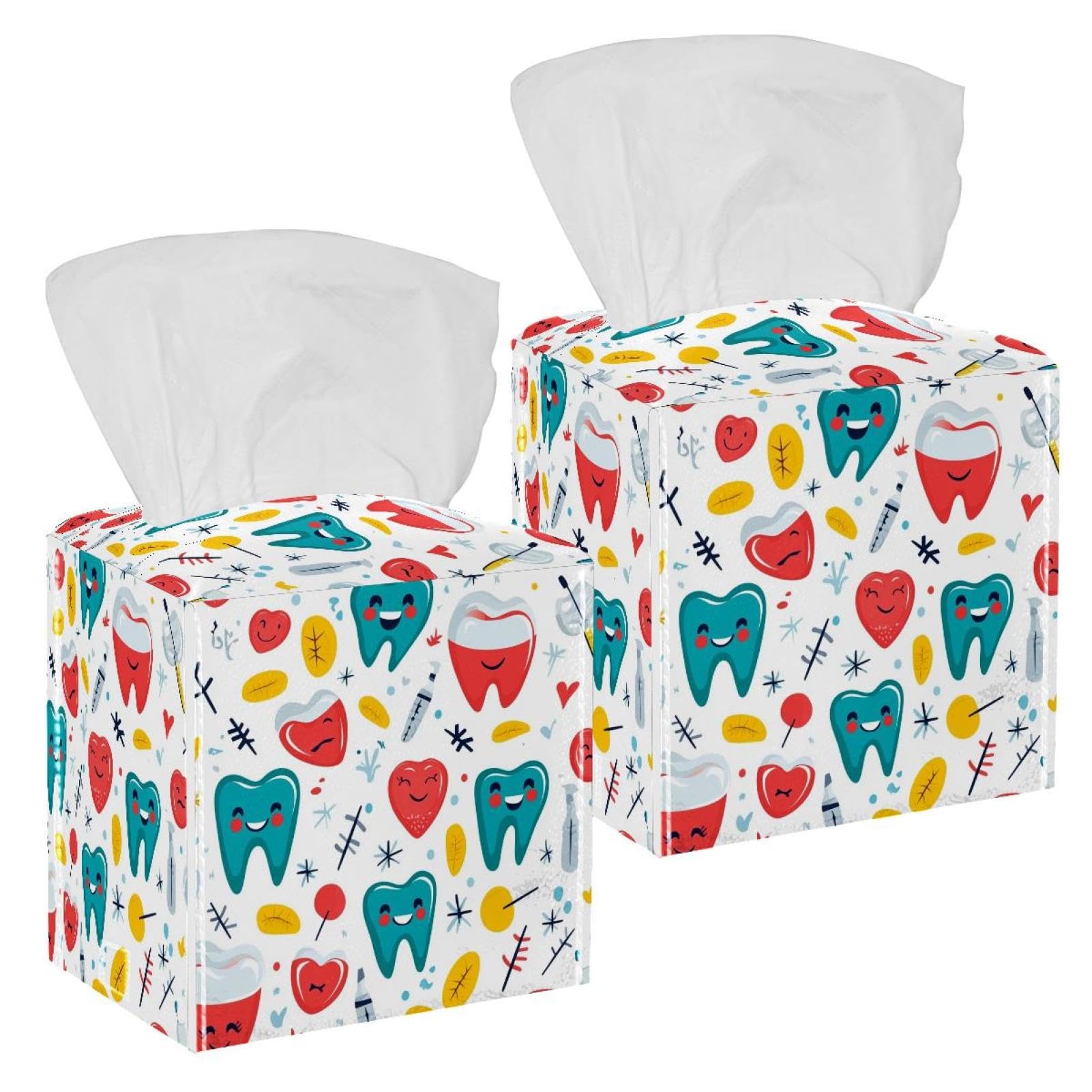 Boîte à mouchoirs en cuir (Lot de 2) chic pour coiffeuse et auto