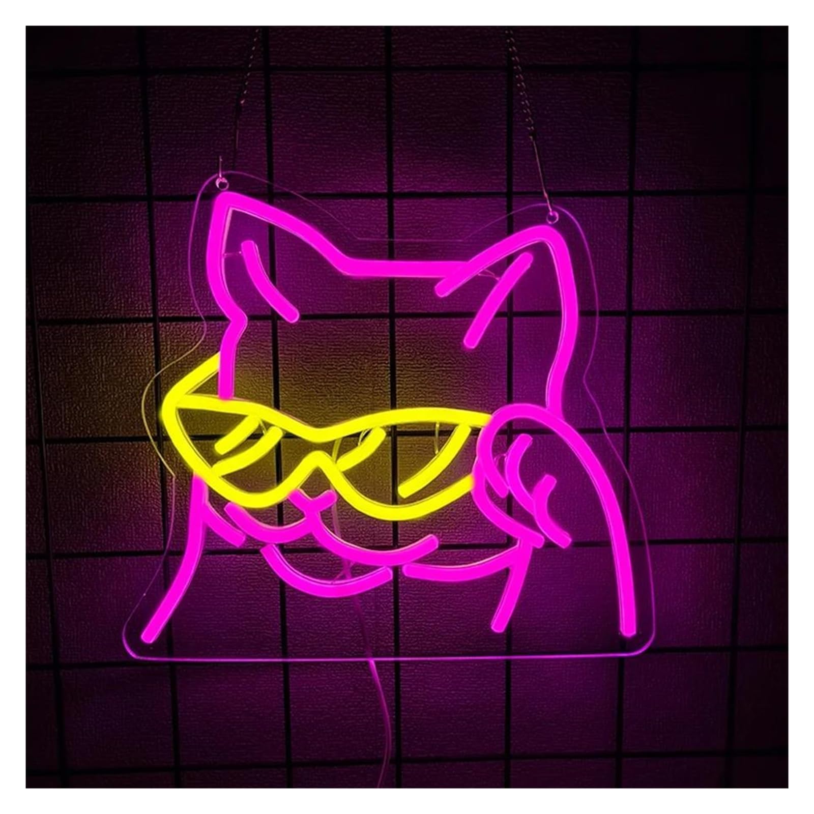 SHOUXI Sign Lamp Cool Cat Neon Sign Light Dimmable USB Powered for Bedroom Game Room Pet Stores Birthday Man Cave Room Wall Decor 31cmx28cm