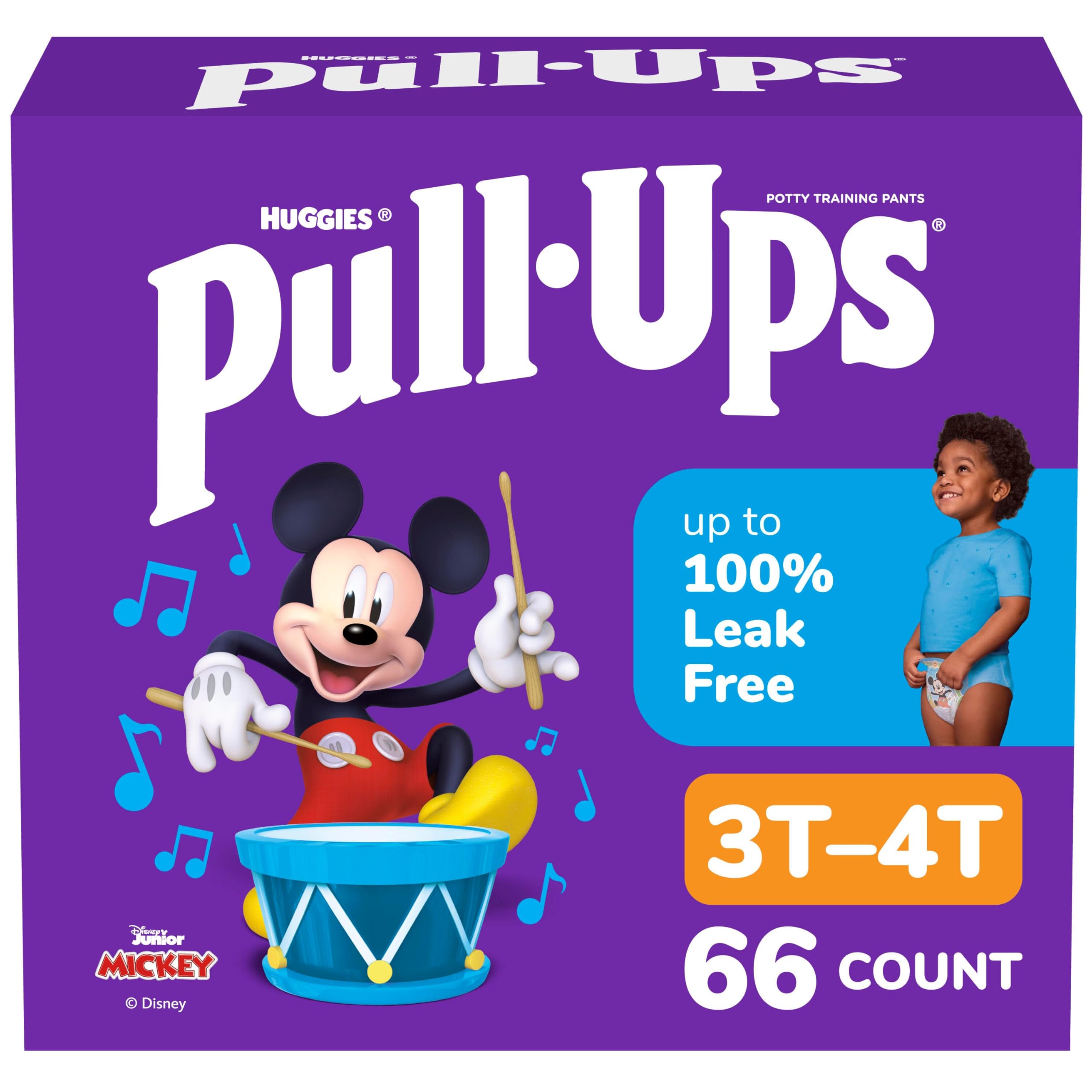 Pull-Ups Boys' Potty Training Pants, Size 3T-4T Training Underwear (32-40 lbs), 66 Count