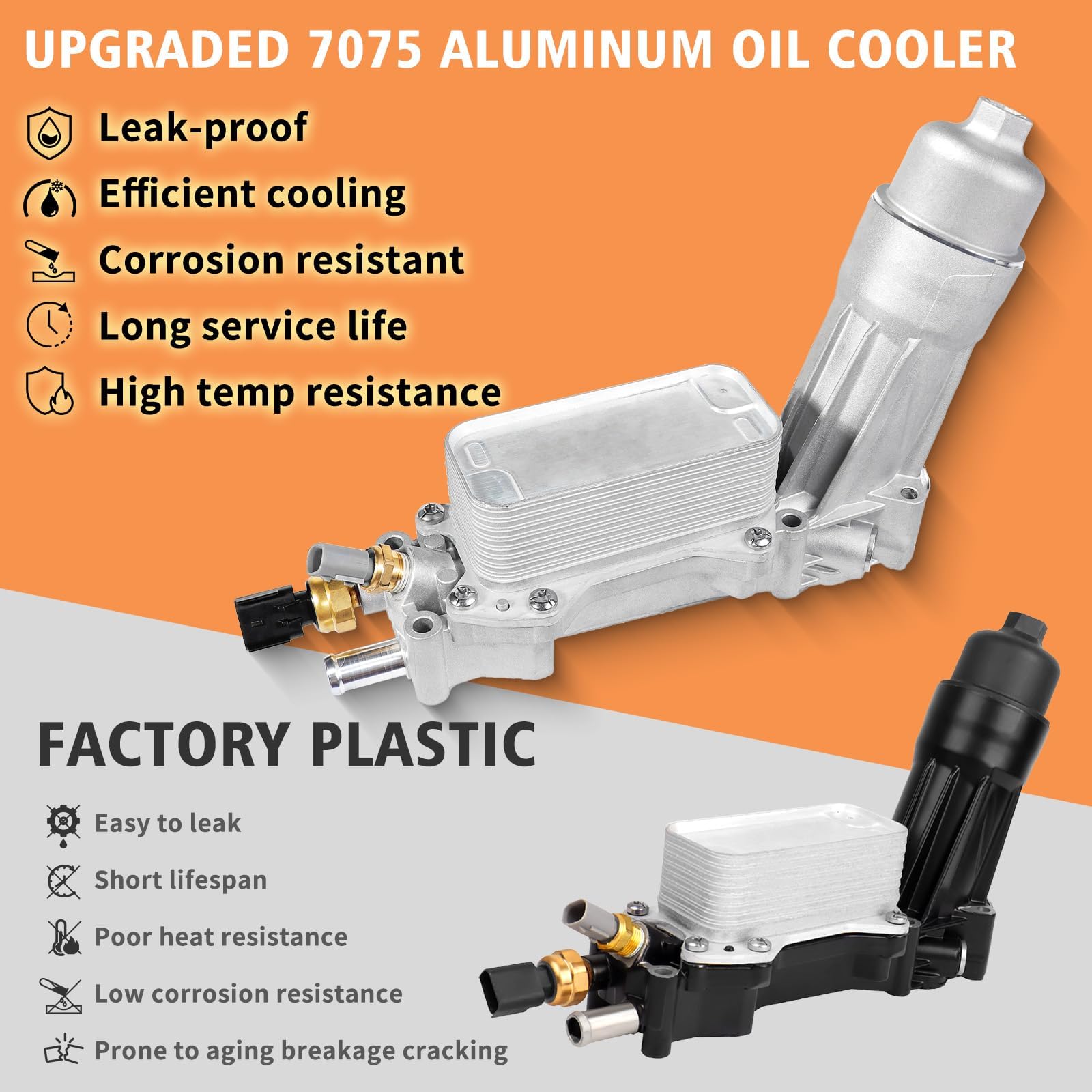 Oil Cooler Engine Oil Filter Housing Assembly Full Aluminum Kit for 3.6L Jeep Grand Cherokee Wrangler 2012-2016