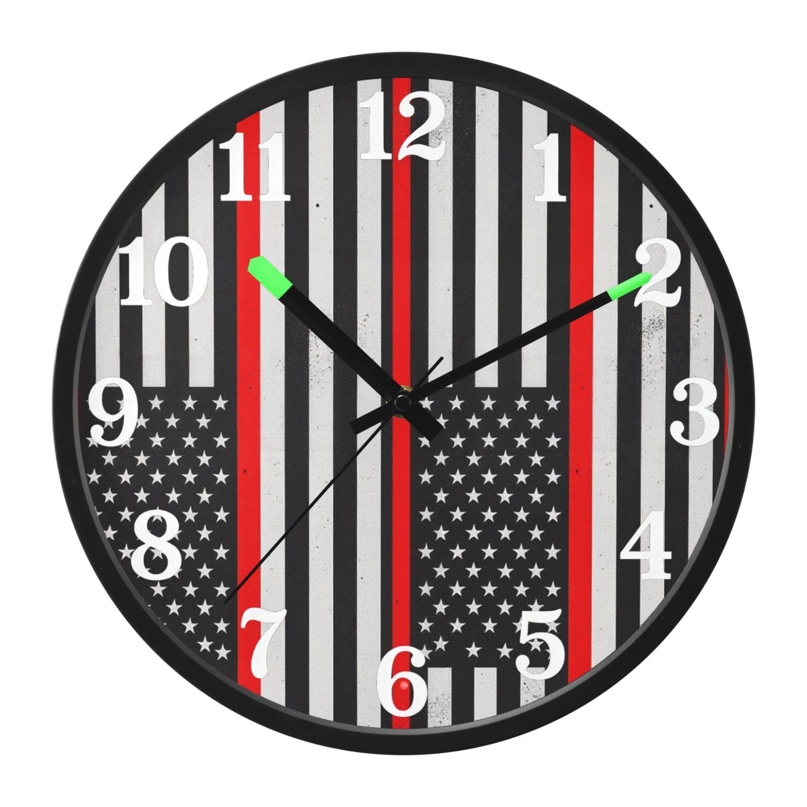 Yuiboo Horloge murale ronde à rayures rouges activée par le son