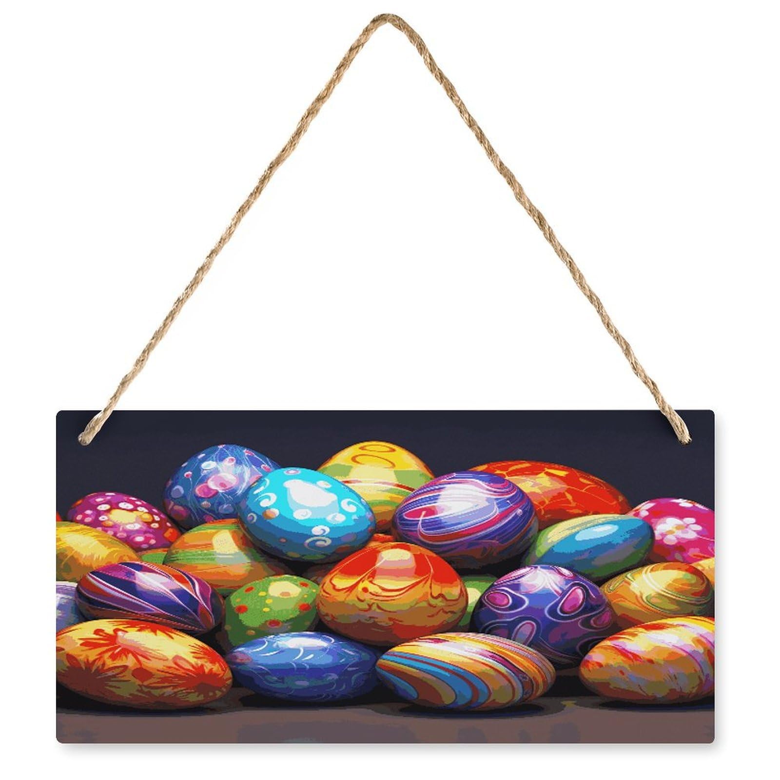 Fodpand Style Easter Eggs Wall Art Wooden Hanging Sign Decor, Artwork For Wall Decoration, Funny Plaque For Bedroom Kitchen Living Room Home Decoration 9.8 X 4.9 Inch