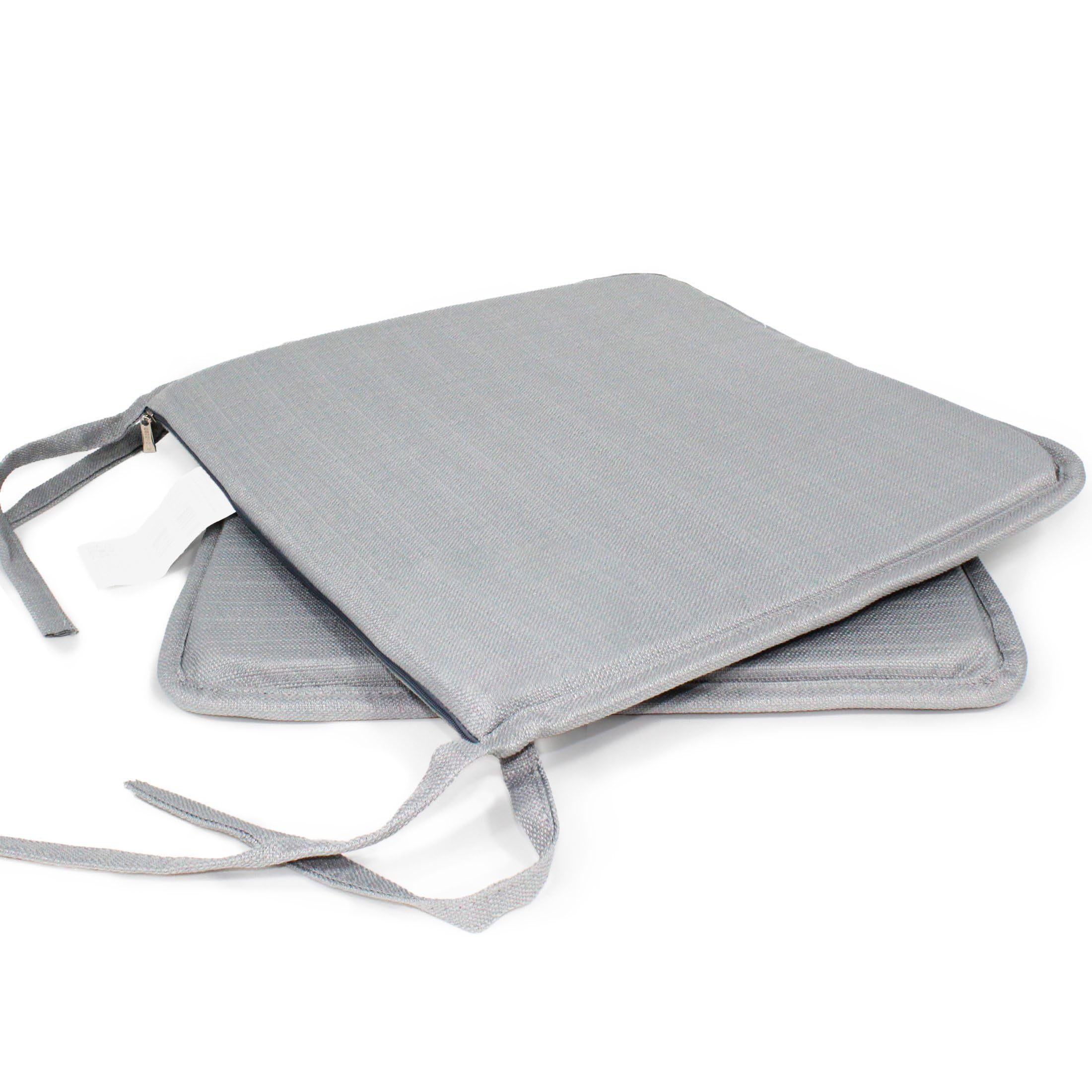 MANEMI Pack 2 Cojines para Silla 40x40x2cm - Cojín Decorativo con Textura de Bambú para Silla, Sofá o Comedor - Juego de Cojines de Asiento Estilo Rústico y Transpirable con Cintas de Sujeción,