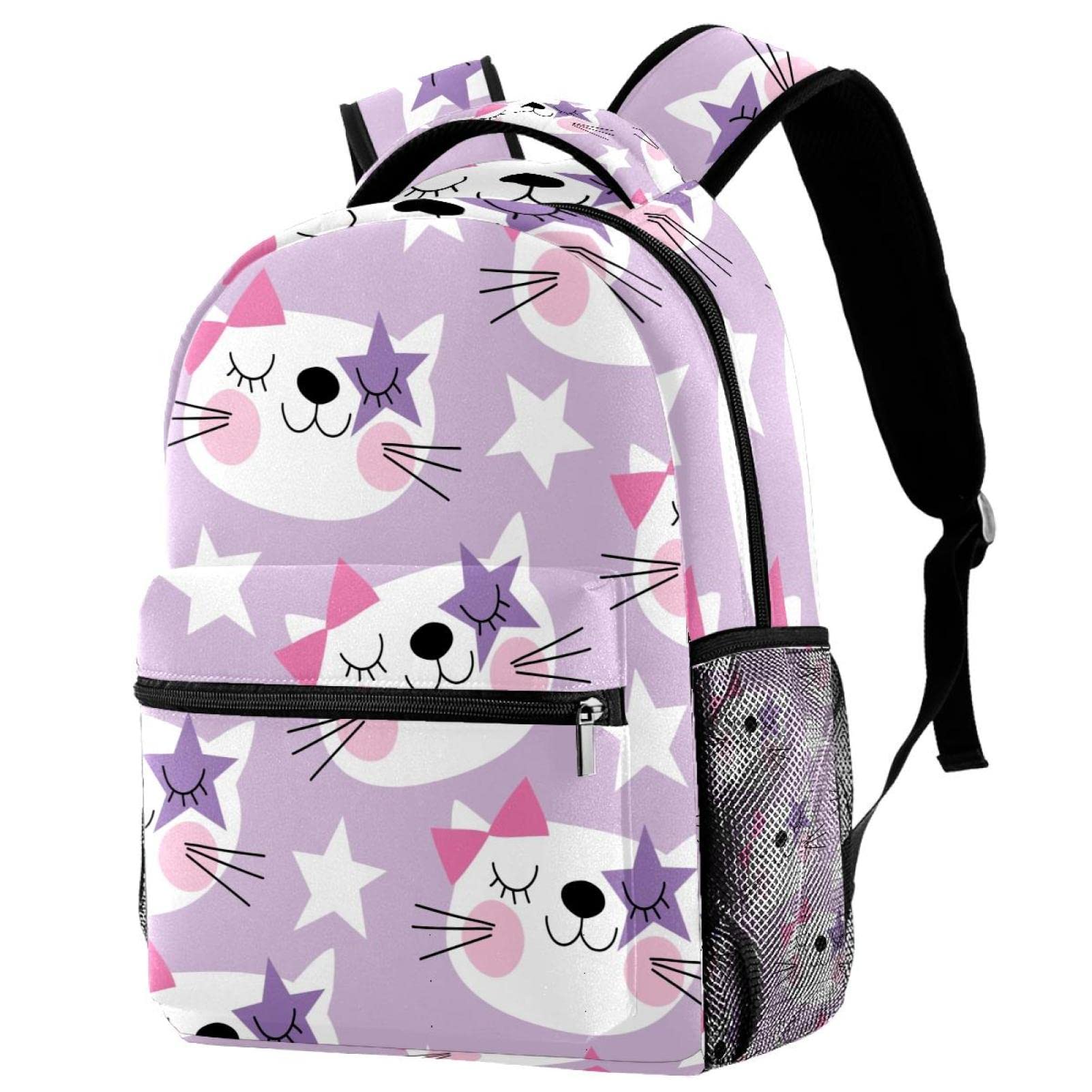 Sac à dos de voyage chat violet et blanc pour loisirs campus