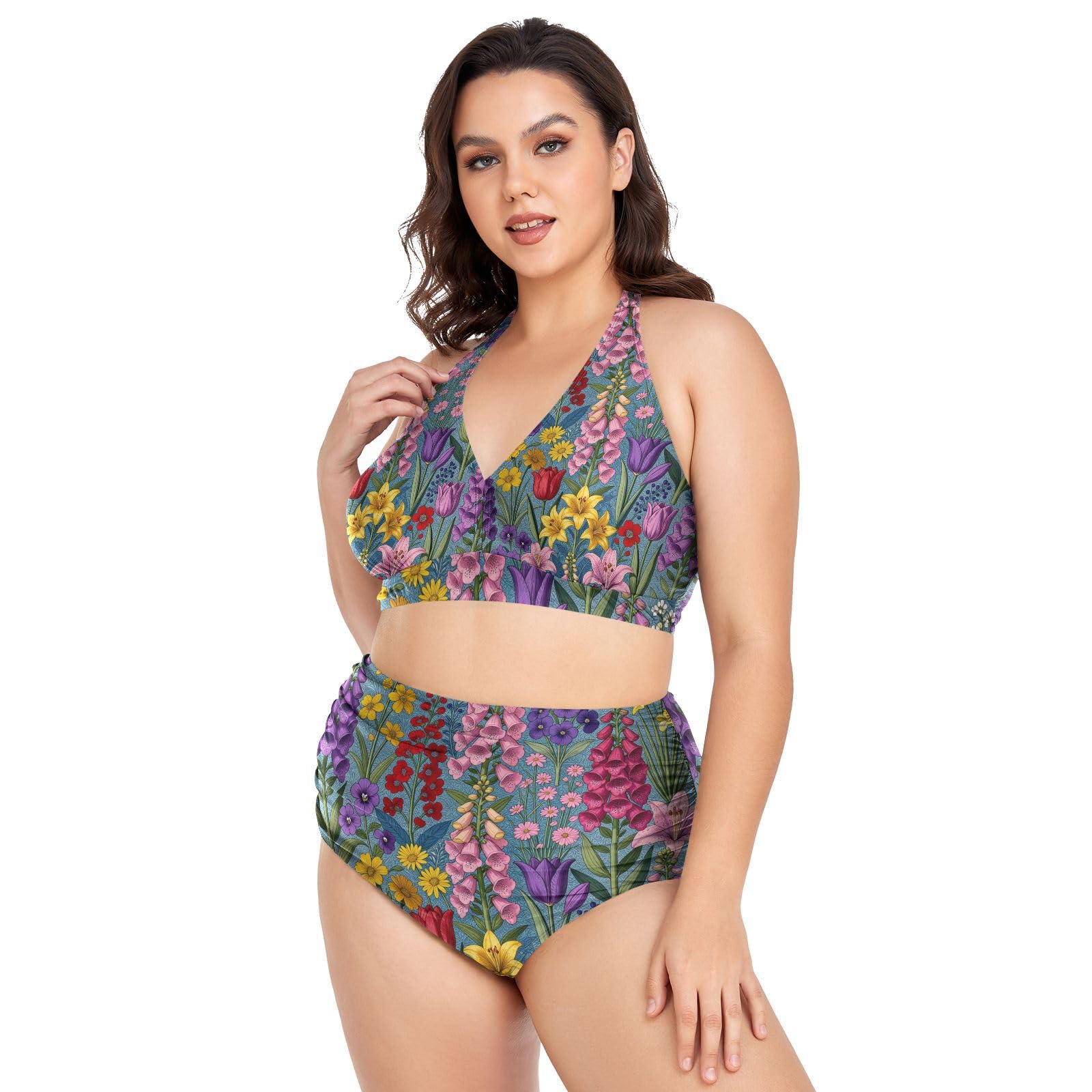 FRODOTGV Costumi da bagno da donna curvy, da L a 4XL | Coppe imbottite rimovibili in materiale liscio e setoso, senza fili, per vacanze estive in spiaggia e a bordo piscina, viola