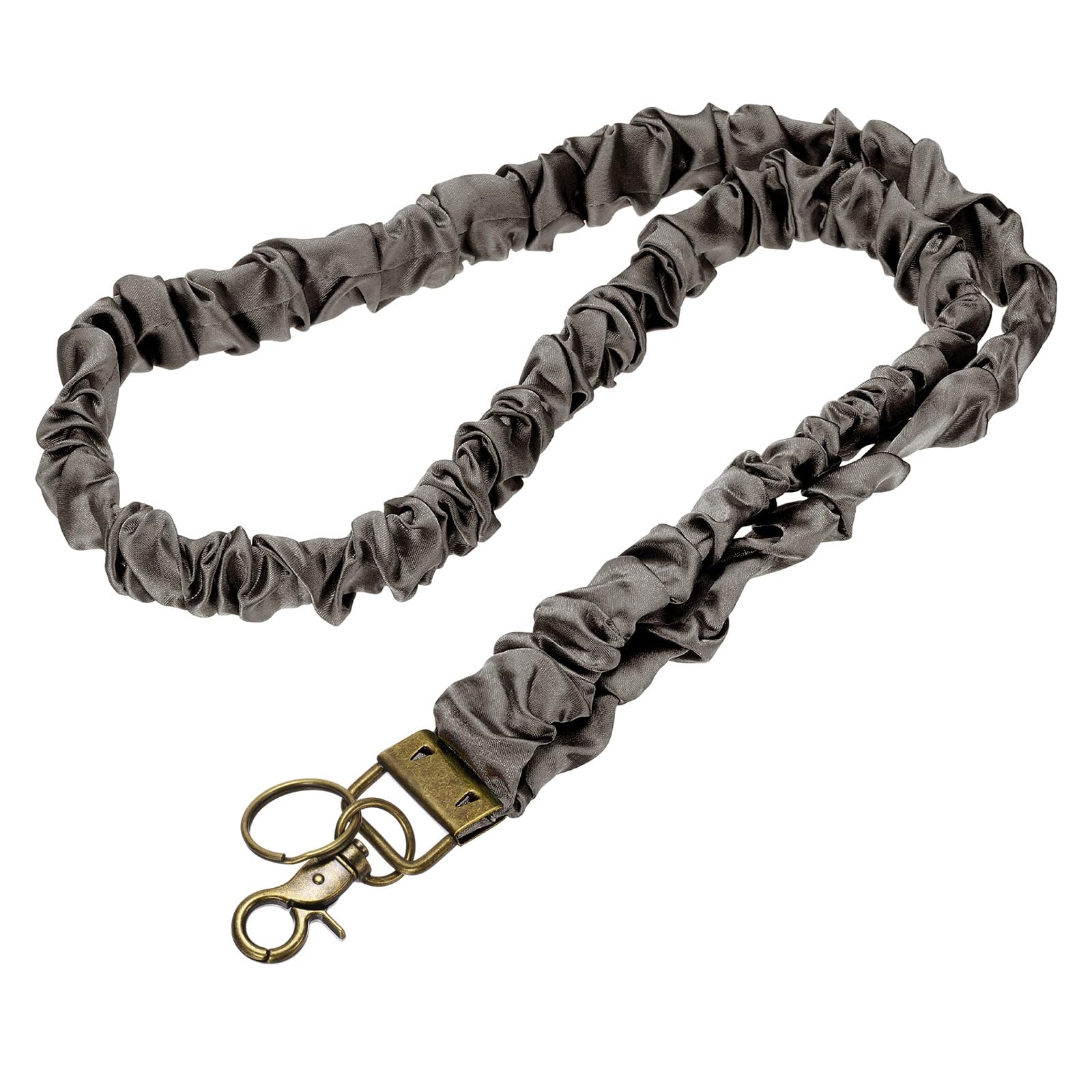 PATIKIL Scrunchie Lanyard Teacher, 1 Pack Stretchy Lanyards for Teachers Cute Lanyards ID Badge Holder with Clips for Women Keychain Card Holder, Brown