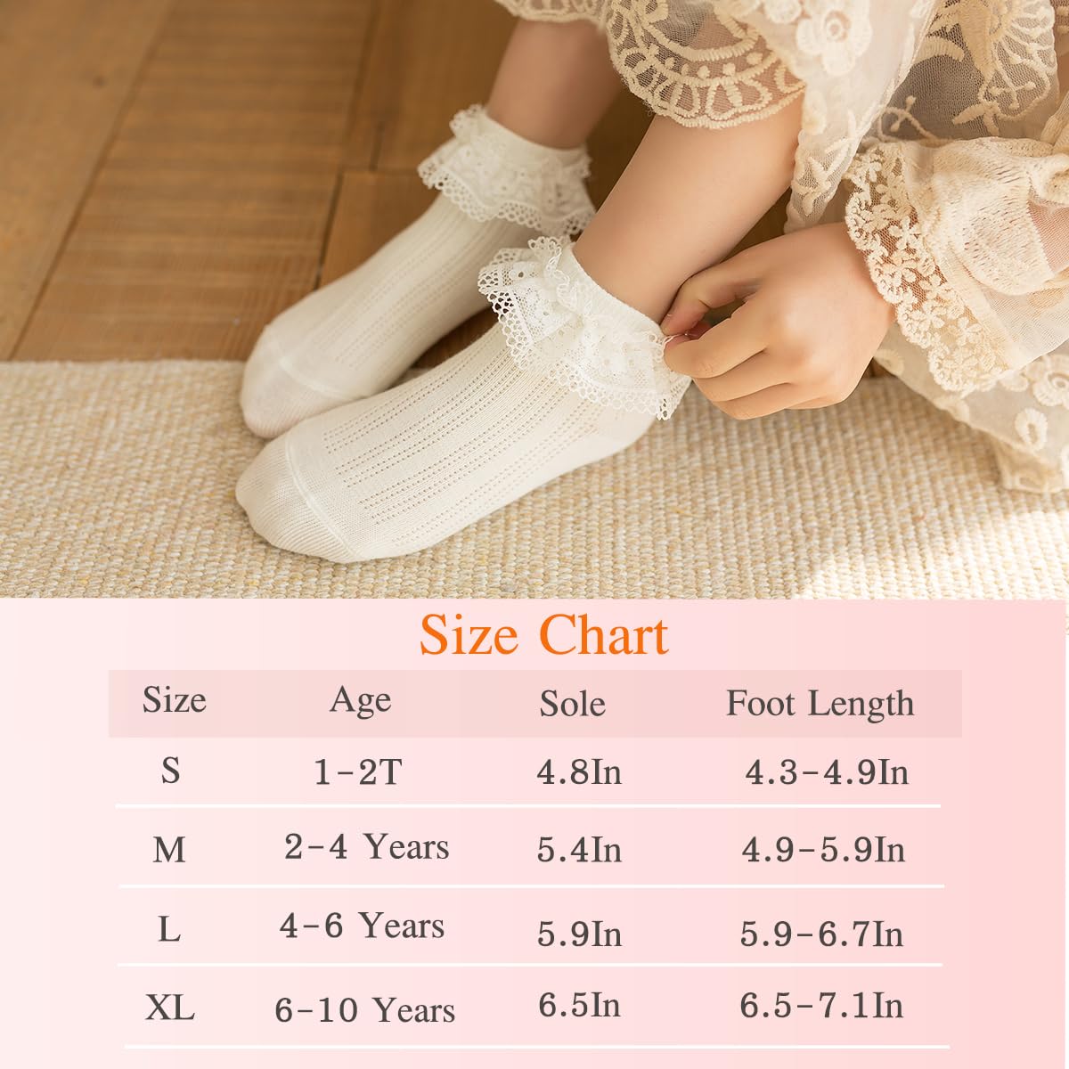 Calcetines de vestir con volantes y ojales para niñas y niñas pequeñas