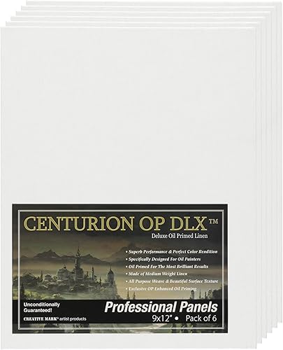 Miniatura 24 de Centurion Paquete de 3 paneles de lienzo de lino imprimados al óleo profesionales de lujo, paneles de lienzo con imprimación mejorada para pintura,