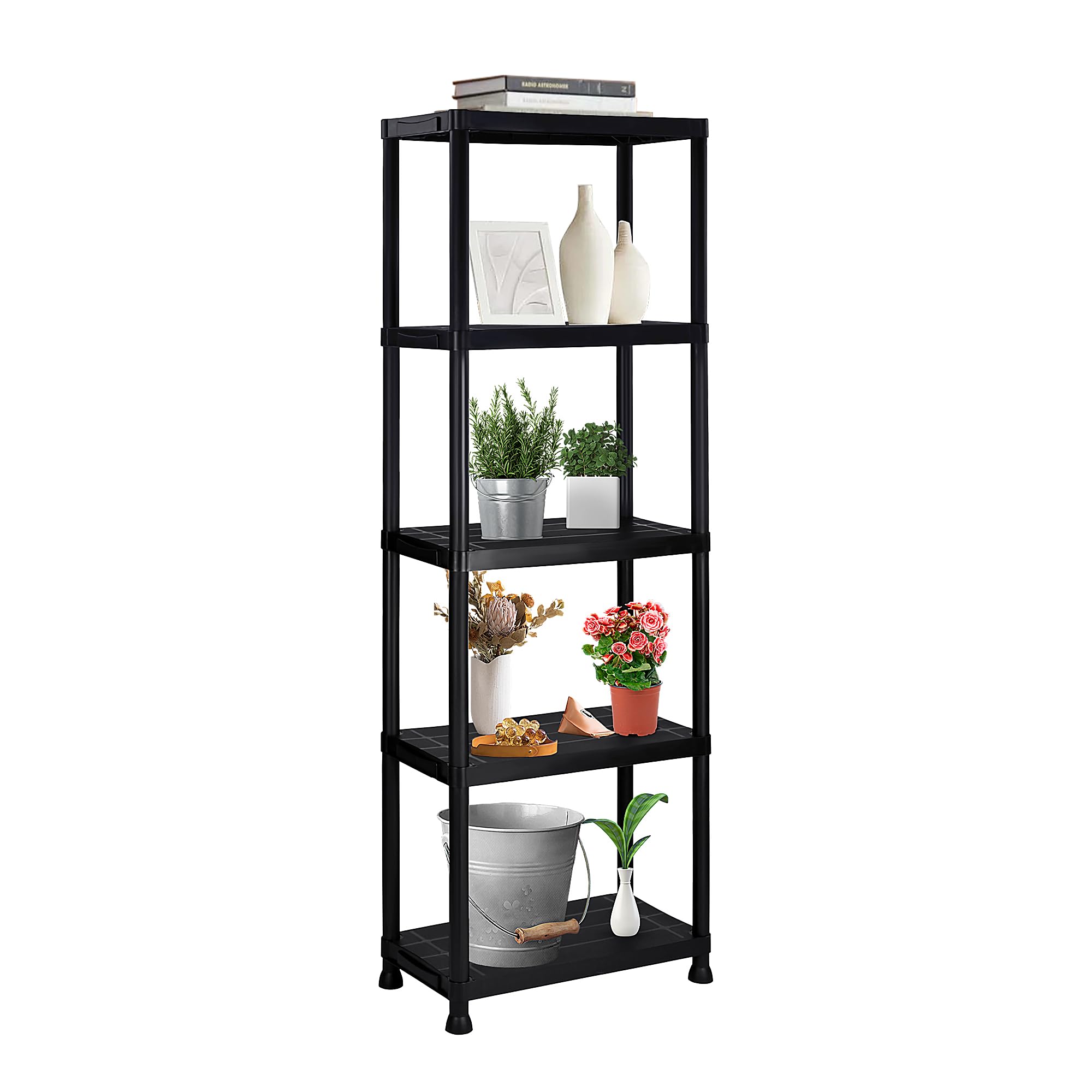 Pack 2 estanterías de plástico modulares 170x60x30 cm con 5 baldas Resistentes Cada una | Almacenaje Ideal para Interior y Exterior: Garaje, trastero, jardín, Oficina | Montaje sin Herramientas — view 5