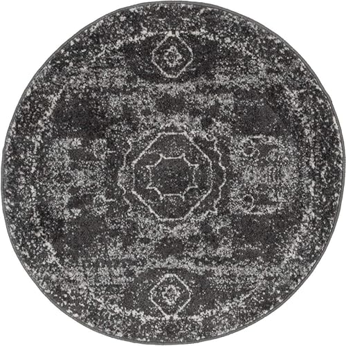 Vista 75 de Unique Loom Bromley Collection Vintage Traditional Medallion Border - Alfombra, Polipropileno, Amarillo/Crema azu/marfil,Gris