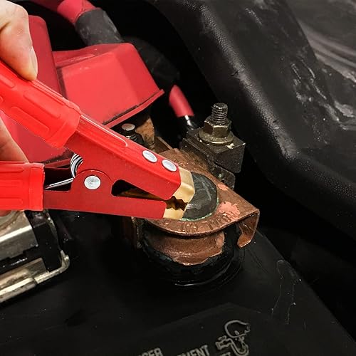 Miniatura 14 de 10 pinzas de cocodrilo aisladas de 50 A, abrazaderas eléctricas de cocodrilo resistentes, cable de repuesto de batería, clips de puente con resorte