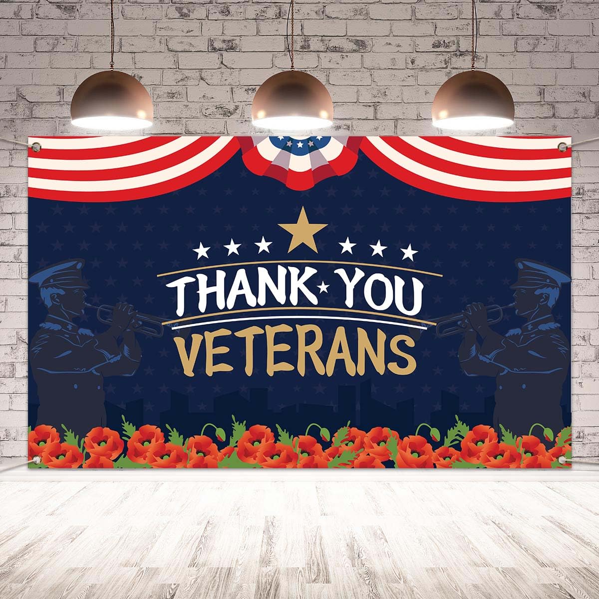 Veterans Day Backdrop Thank You Veterans Banner Veterans Day Memorial Day 4th of July Fourth of July Patriotic Decoration and Supplies for Home