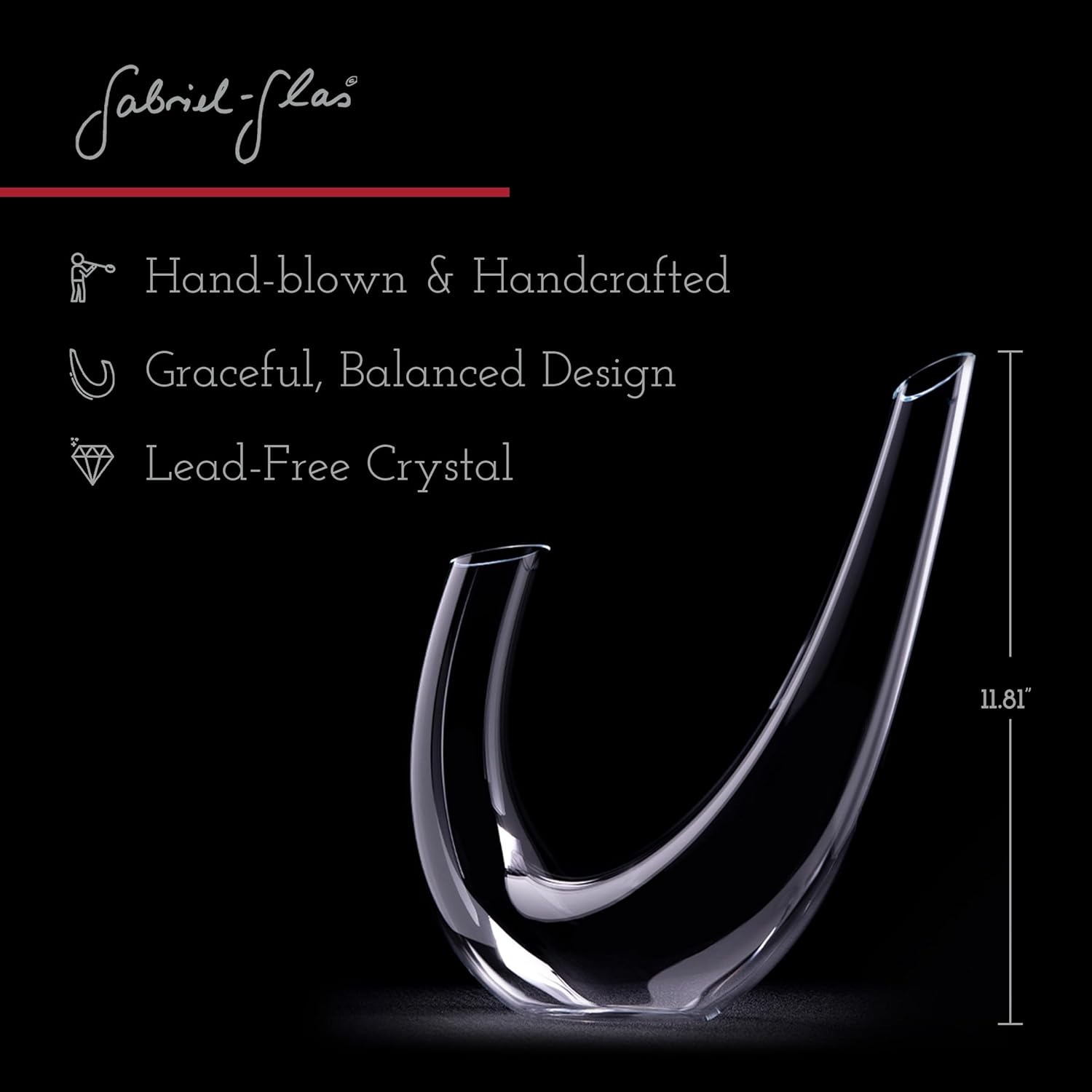 Gabriel-Glas Alpha Crystal Wine Decanter - Hand-Blown, Handcrafted, Luxurious to Hold - 750ml Capacity