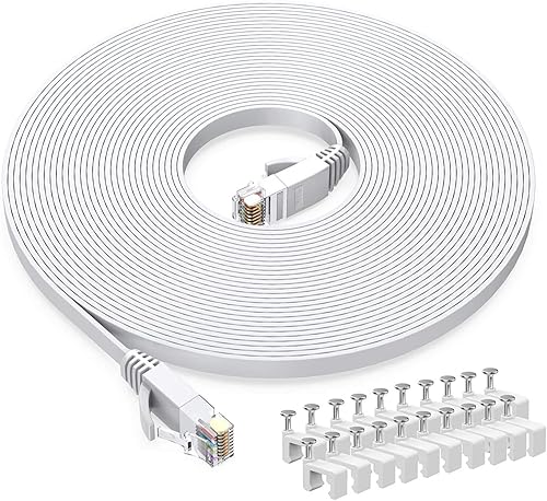 Cable Ethernet Cat6 de 20 pies color blanco cable de conexiĂłn Ethernet de red LAN de Internet Cat-6 plano RJ45 20 pies Cable Ethernet Cat6 de 20 pies color blanco cable de conexiĂłn Ethernet de red LAN de Internet Cat-6 plano RJ45 20 pies