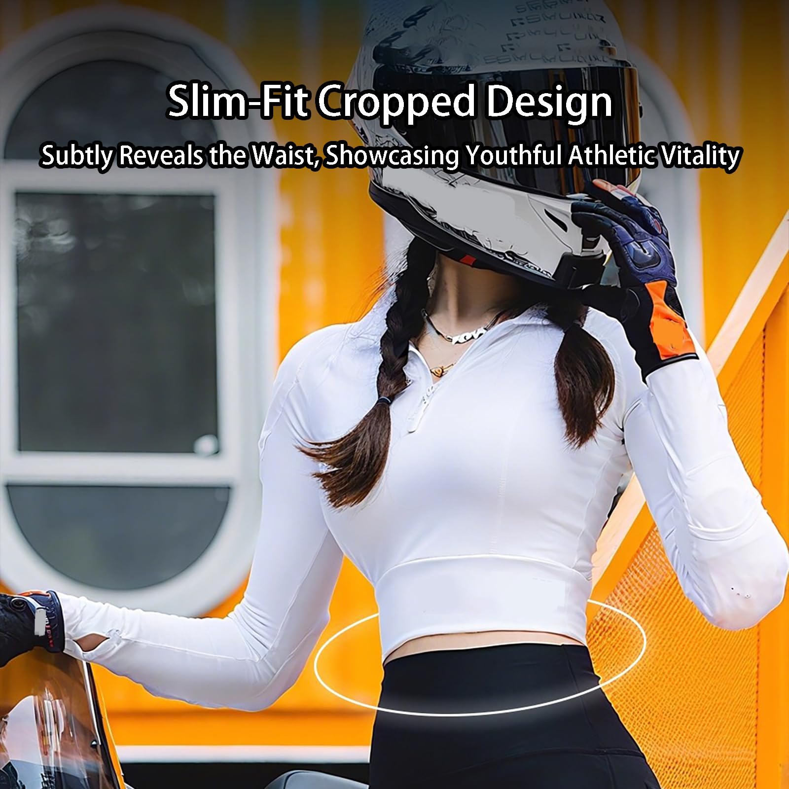 ARMAAN Tuta Moto Donna Con Protezioni – Top Compressivo A Manica Lunga Traspirante E Pantaloni A Vita Alta Con Protezioni Rimovibili Per Pendolarismo Quotidiano