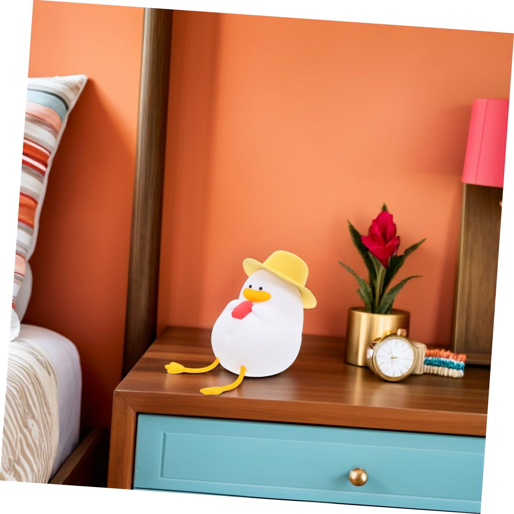 SEWACC Luz Nocturna LED de Silicona Forma de Pato para Guardería | Amarillo, Control Táctil y Brillo Suave, Abs y PC Diseño Adorable, para Tomas Nocturnas y Viaje