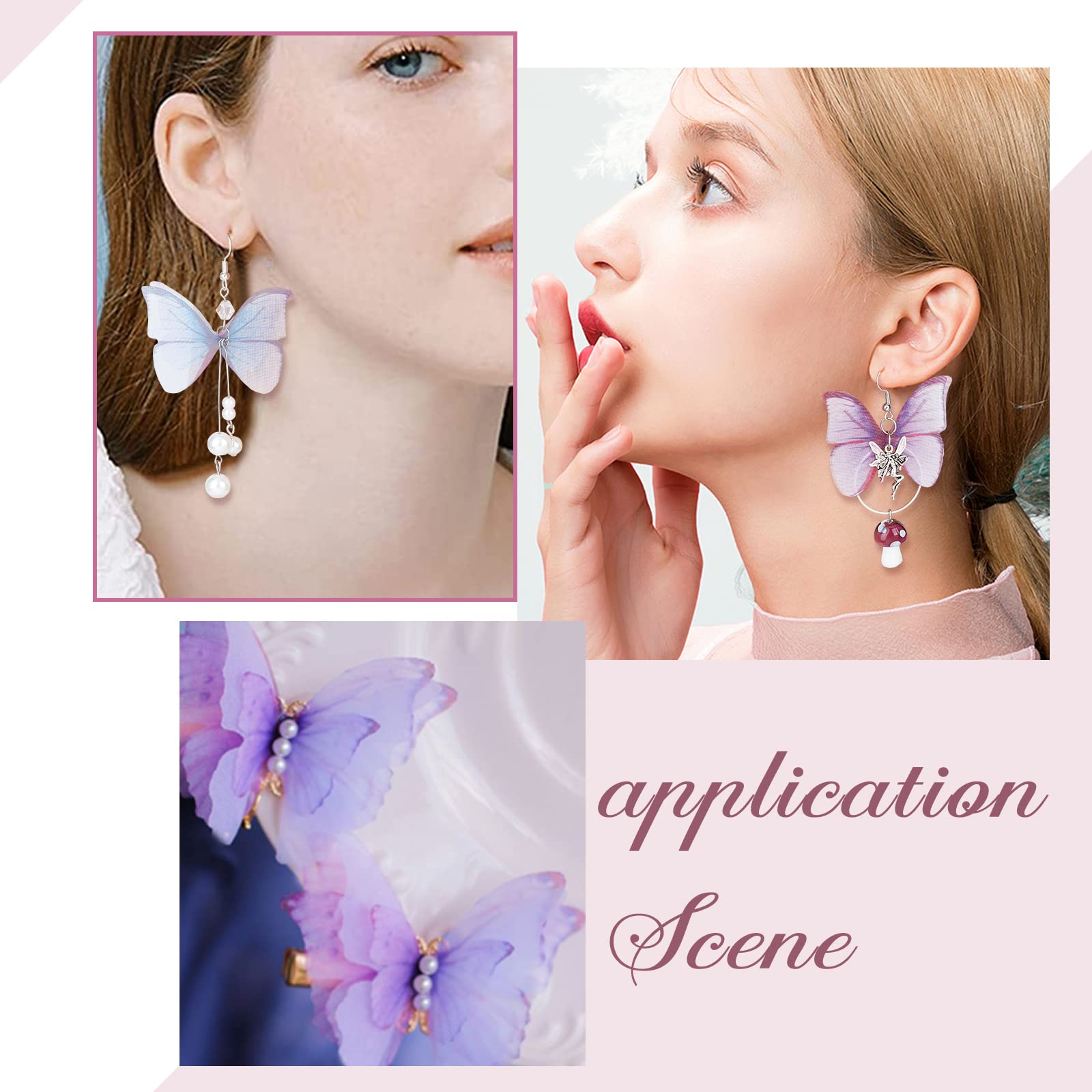 SUNNYCLUE 1 Boîte 180 Pcs 6 Couleurs Tissu Papillon Décorations 3D