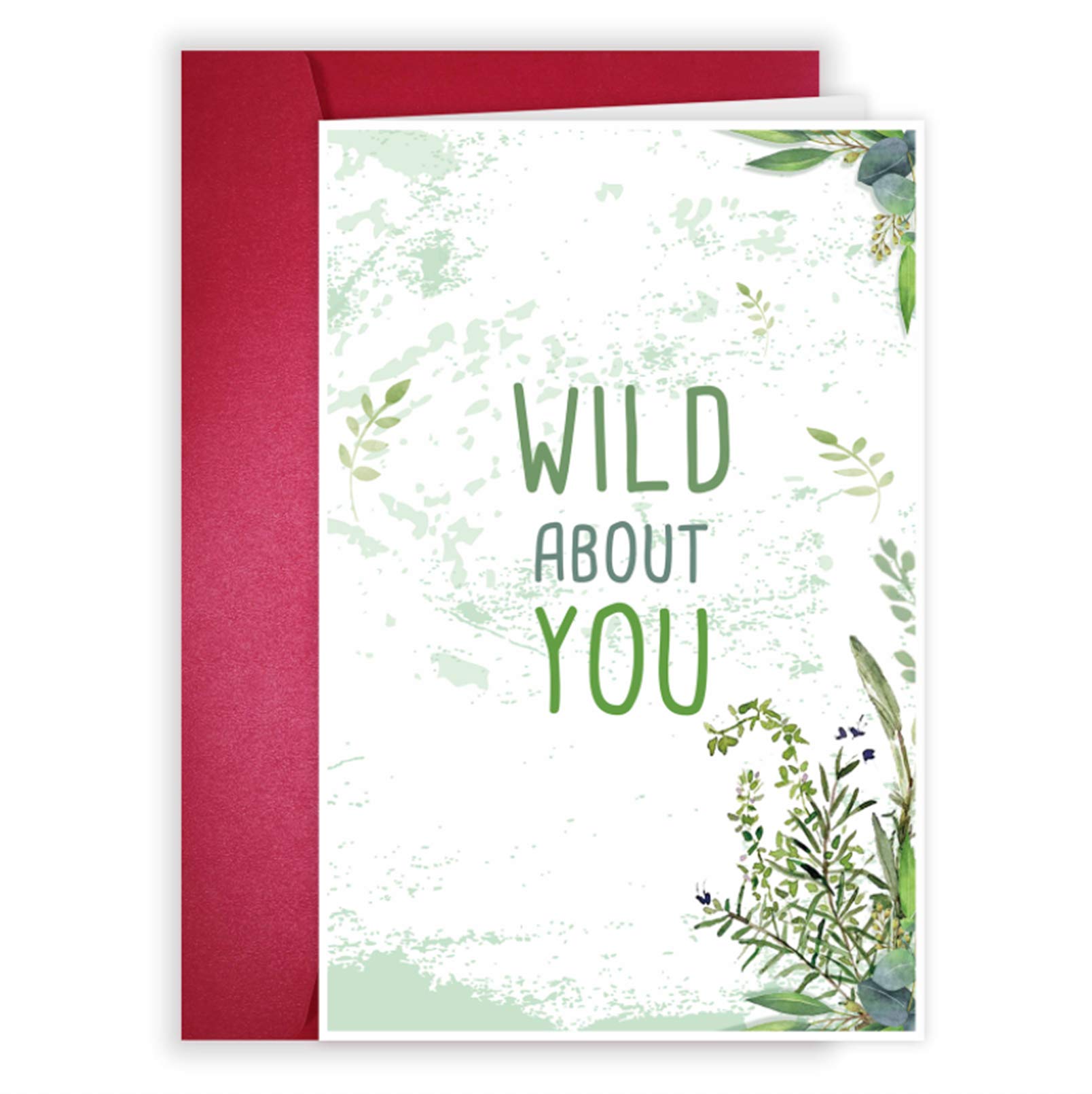Wild About You Funny Card, Romantic Card for Him, Plant Love You Card for Boyfriend Girlfriend