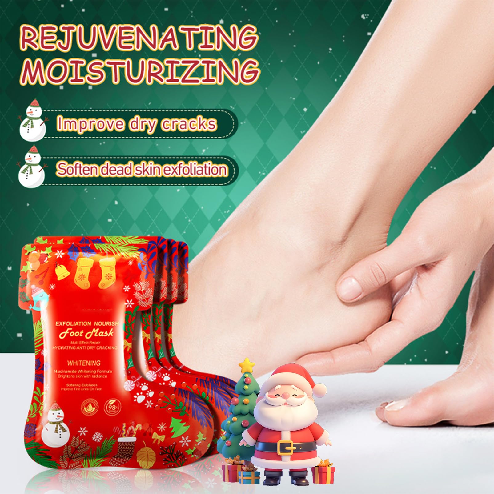 Handmaske & Fußmaske Weihnachten Set, Pflege Peeling Handmasken & Fussmaske Socken, Feuchtigkeitsspendend & Hornhautentfernung, Anti Hornhaut Handpflege Fußpflege für Weihnachts geschenk