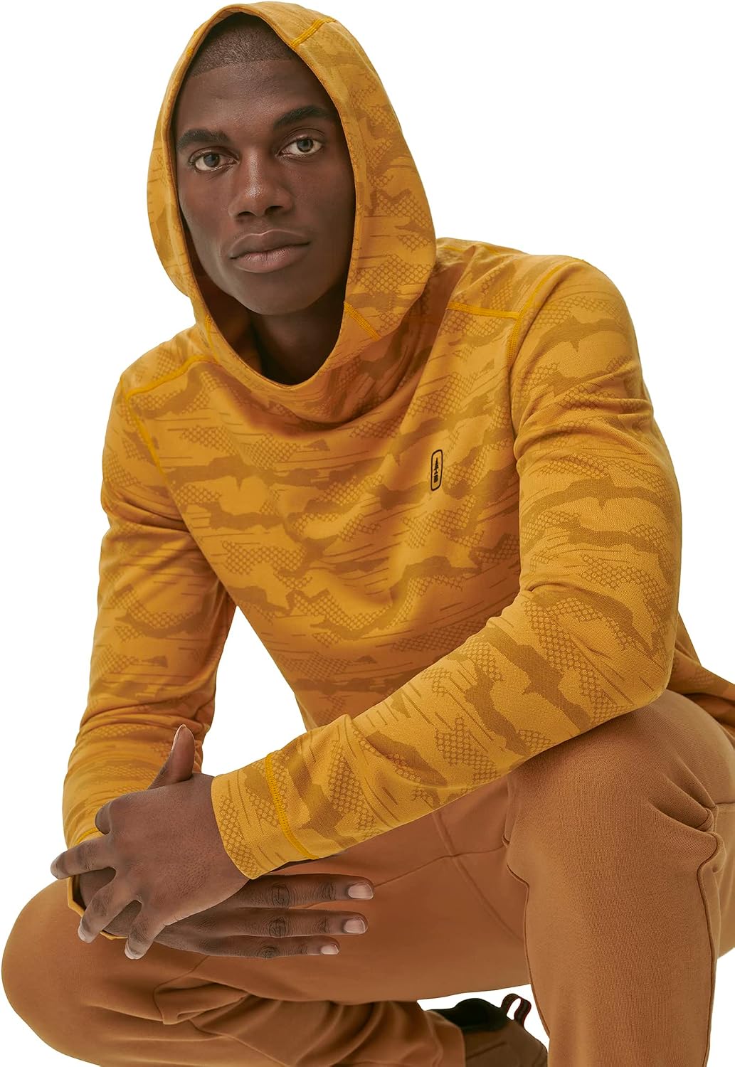 BASS Outdoor Mens Cowl Neck Hooded Long Sleeve Tee
