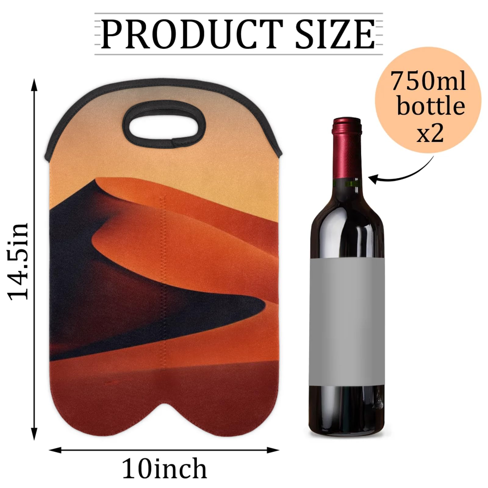 GzLeyigou 2 Bottles Desert Wine Bag Sleeve Totes Neoprene Protective Wine Carrier Bag for Wine,Water, Champagne, Beer, Baby Bottles,Gift 14.5 x 10 Inches