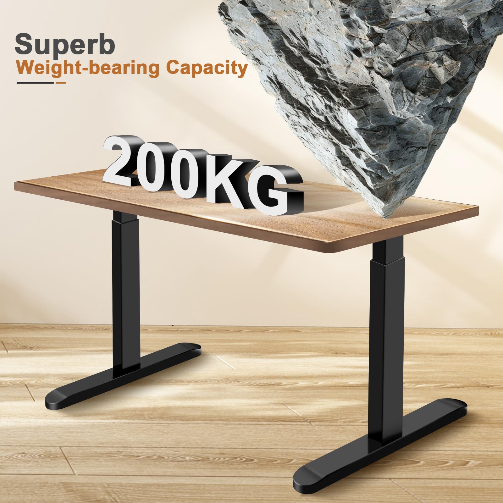 Elektryczna Rama Biurkowa z Podwójnym Silnikiem, Elektryczna Regulacja Wysokości, Funkcja Pamięci z 3 Wysokościami, Obsługa Do 200 Kg, Rama Biurkowa Tylko