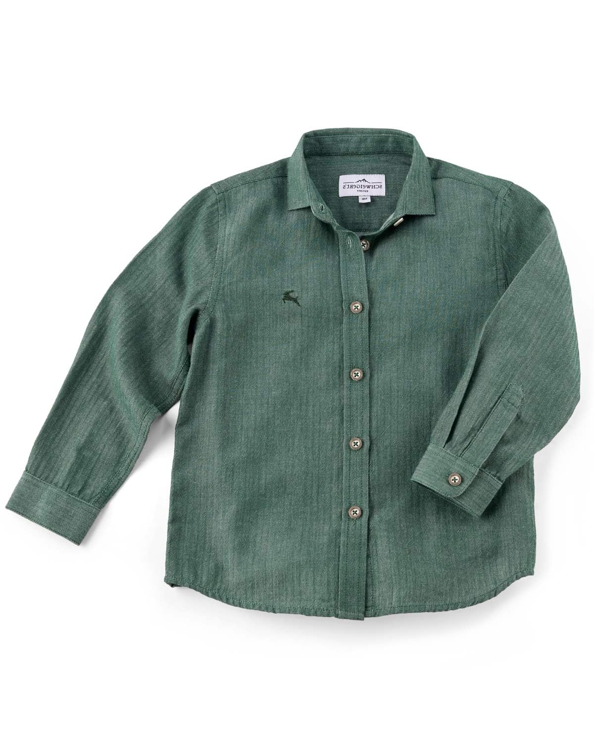 Maddox Kinder Trachtenhemd „Jonas“ K-107 – Blau Grün Jungenhemd mit klassischer Hirschstickerei, für Trachtenoutfits & Oktoberfest, bequem & stilvoll