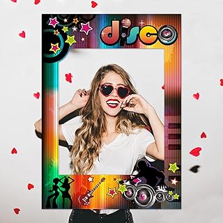 SWYOUN 80s Throwback 1980s Party Theme Selfie Photo Booth Frame Disco Photobooth Favor Decoration
