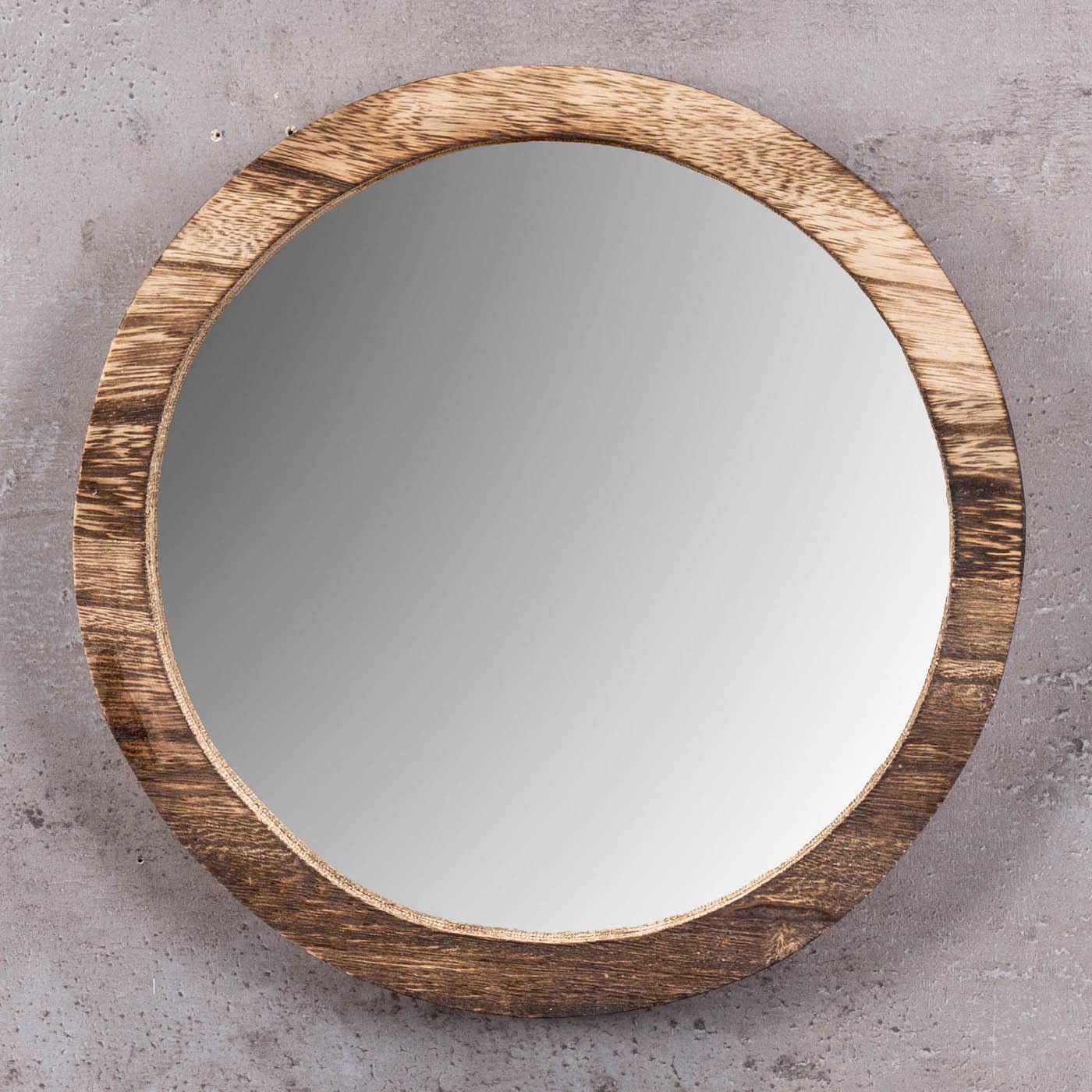 levandeo Set di 3 specchi da parete Ø 20-30 cm, rotondi, legno naturale, marrone, decorazione da parete