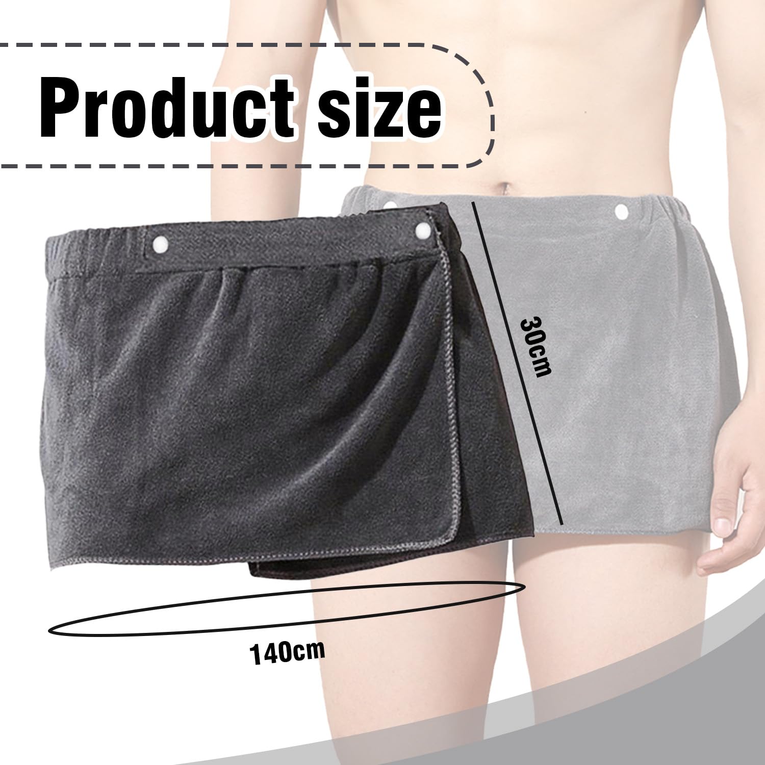 1 x men's bath towel, beach wrap skirt for men, sauna towel, elastic design with button, suitable for various occasions such as sauna, bathroom and beach - Image 2