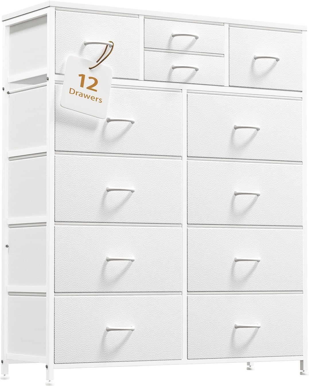 12 Dresser for Bedroom, Large Dressers & Chest of Drawers for Bedroom Closet Living Room Entryway, Wooden Top and Sturdy Metal Frame