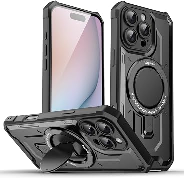 Magnetic Case for iPhone 16/16 Pro/16 Plus/16 Pro Max, Military Grade Shockproof Case with St Coverage Lens Protection Cover,16,Black