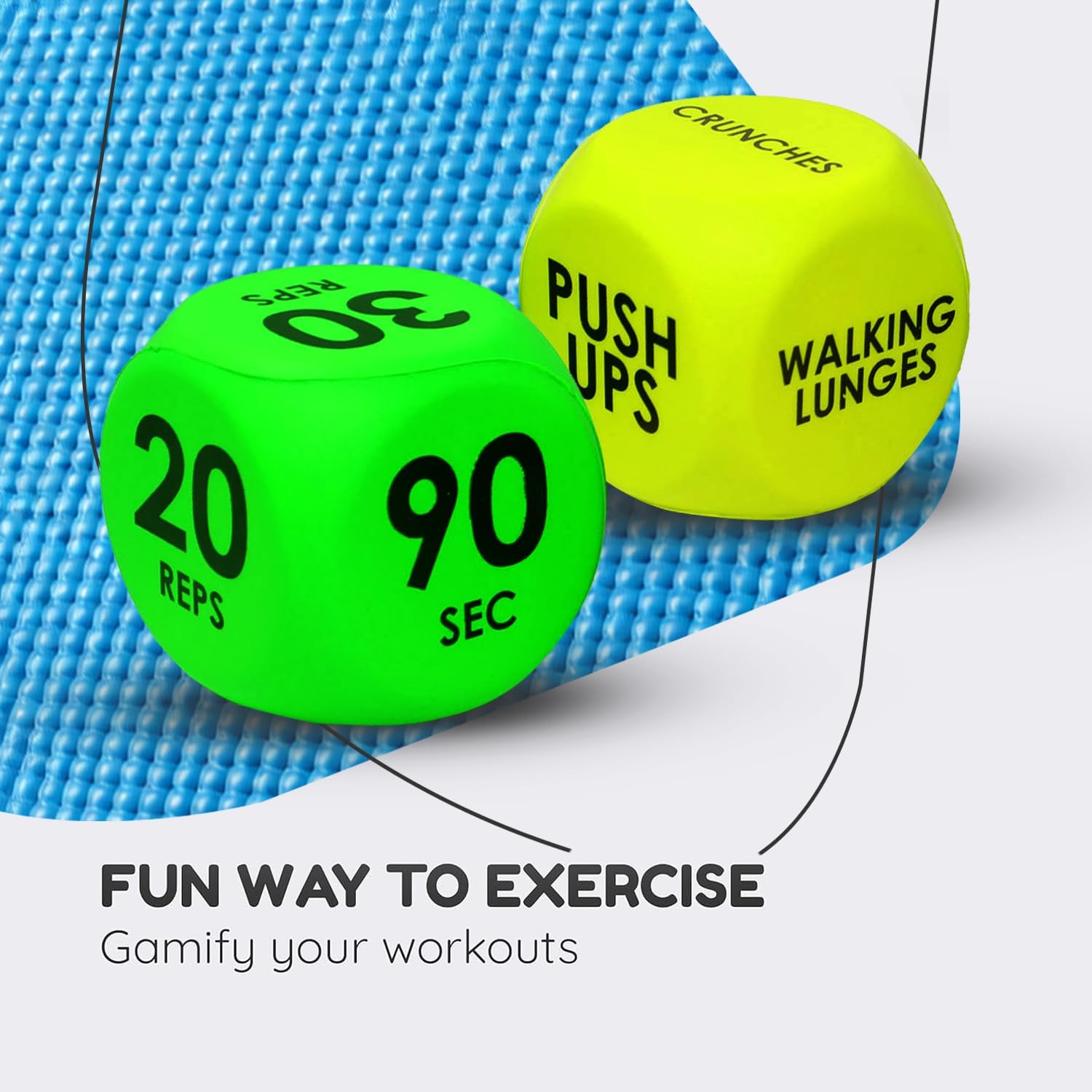 2 PCS Exercise Dice, 6 Sided Foam Workout Dice Set, Teens & Adults - Yellow image 4