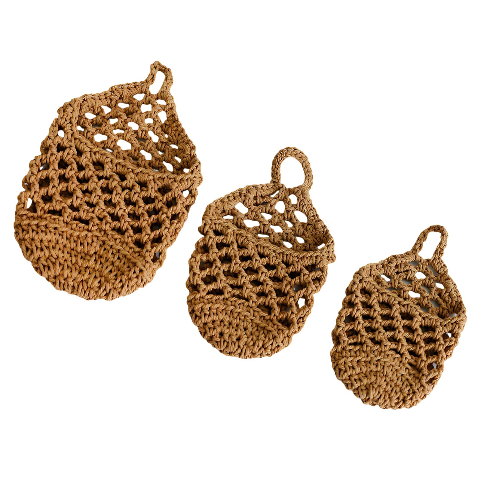 JSGHGDF Of 3 Braided Cotton Meshes Baskets Nest Design for Fruit Vegetable and Small Items Storage Decorative Fruit Display Basket