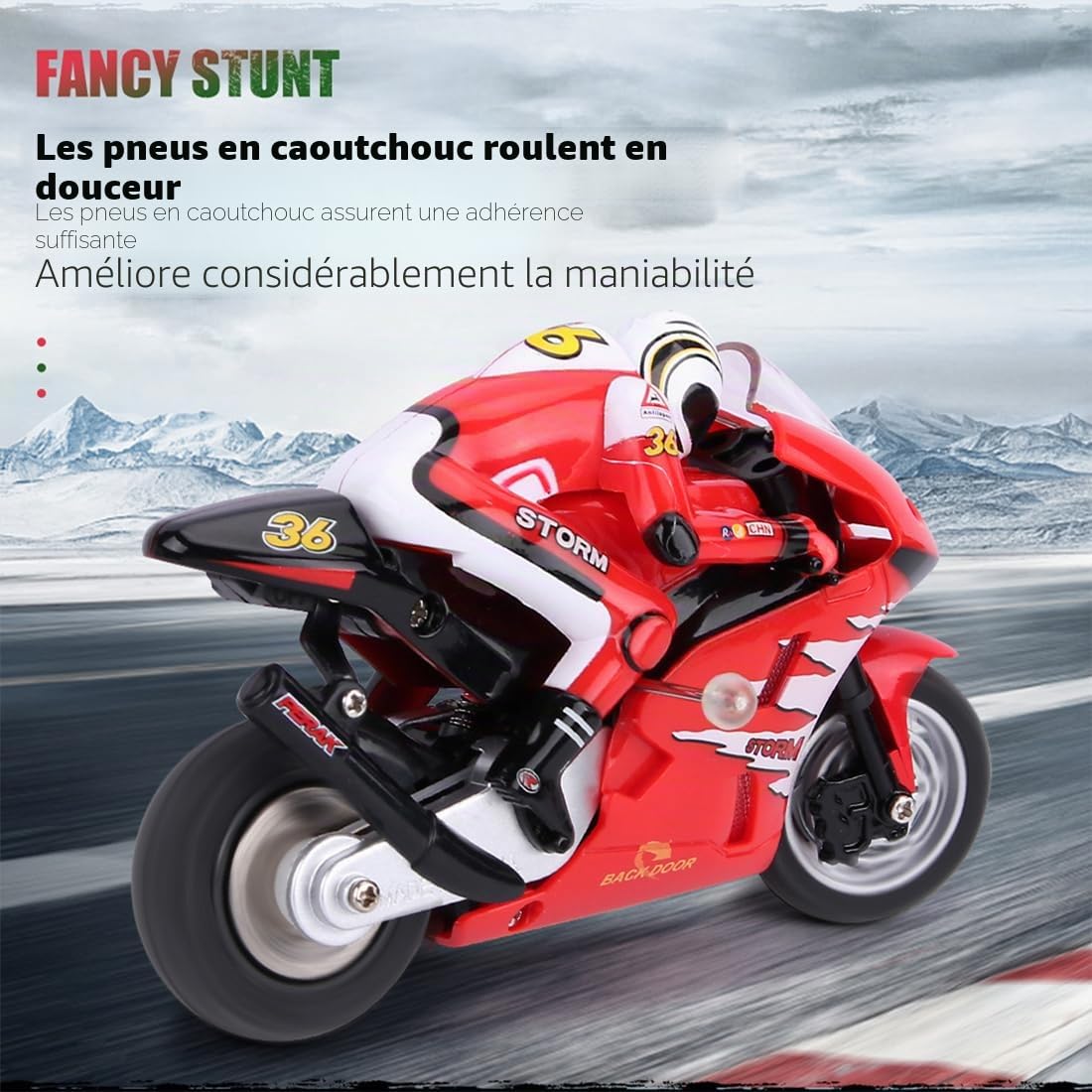 Moto télécommandée 8012 avec gyroscope et cascade, 2,4 G haute vitesse Drift RC moto avec portée de 30 m, direction proportionnelle, pneus tout-terrain en caoutchouc – Vert