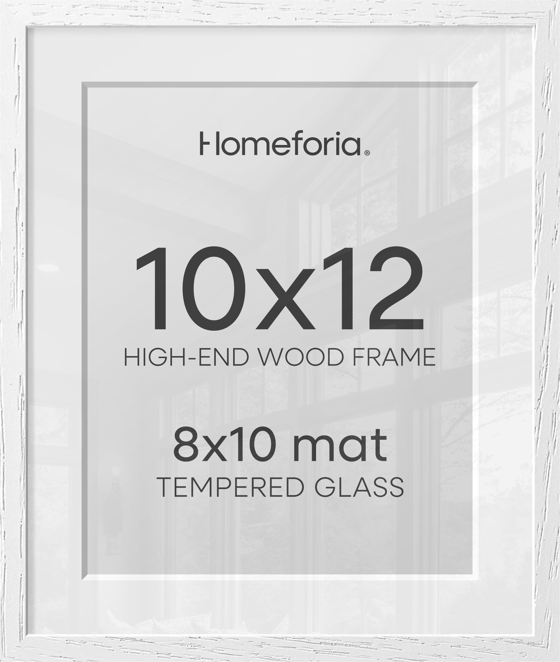 Homeforia 10x12 White Oak Picture Frame, High-End Wood, 8x10 Mat, Glass | High End Solid Oak Wood, Tempered Glass, Acid-Free 8x10 Removable Mat, 10x12 Edge-to-Edge Display 12x10, Wall Kit, Set Of 2