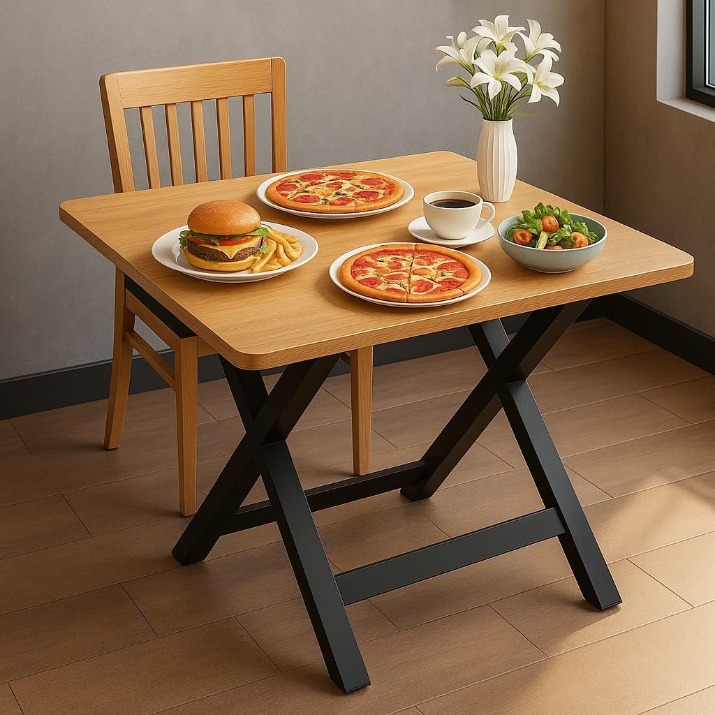 HOUSE OF AKASHA Multi-Purpose Portable & Foldable Wooden Dining Table Desk for Living Room | Bed Room | Made with Engineered Plywood top and Powder Coated Finish for Home & Office (Yellow)-image-32